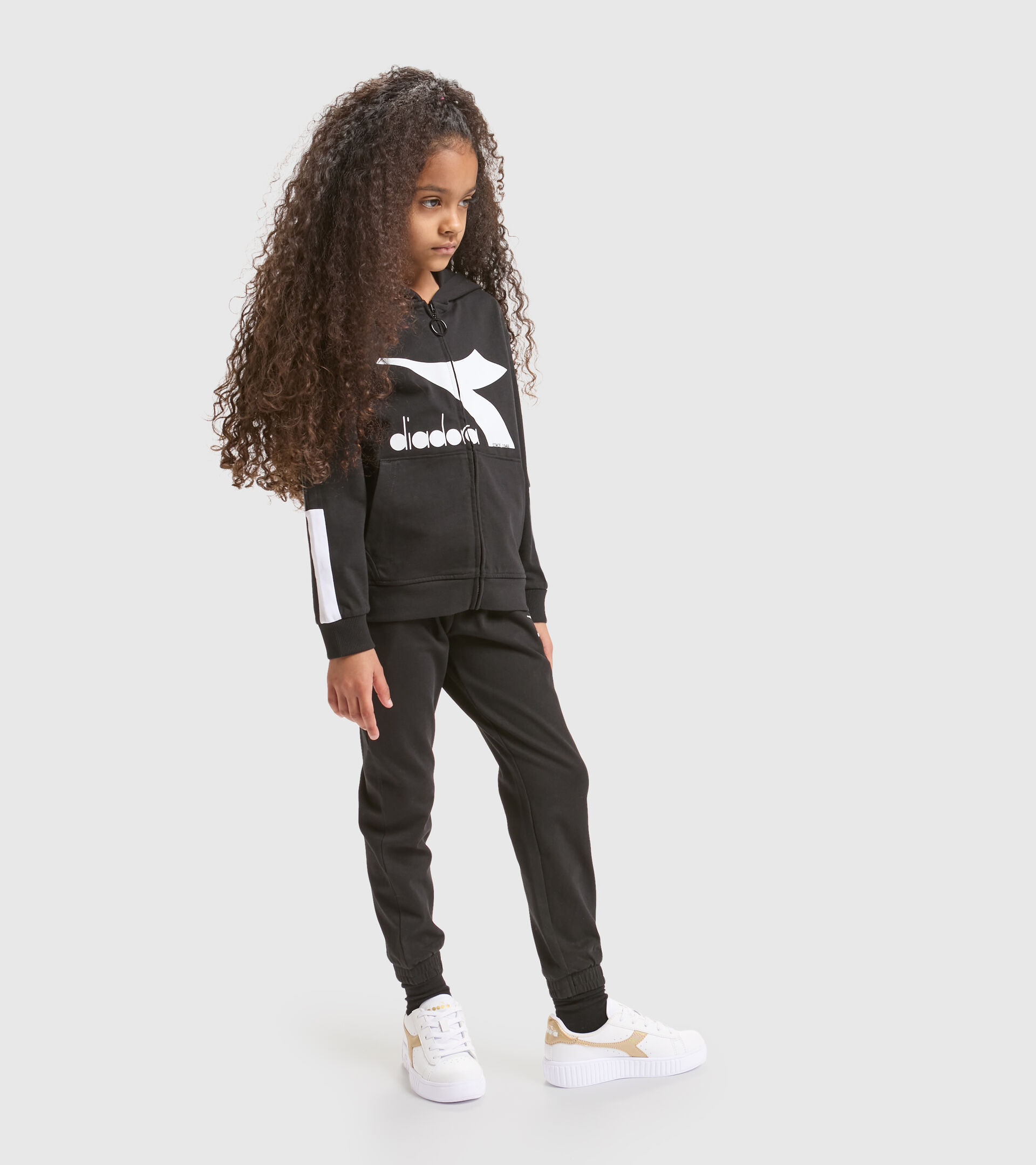 Junior sports tracksuit with hood - Unisex JU.TRACKSUIT HD RAINBOW BLACK - Diadora
