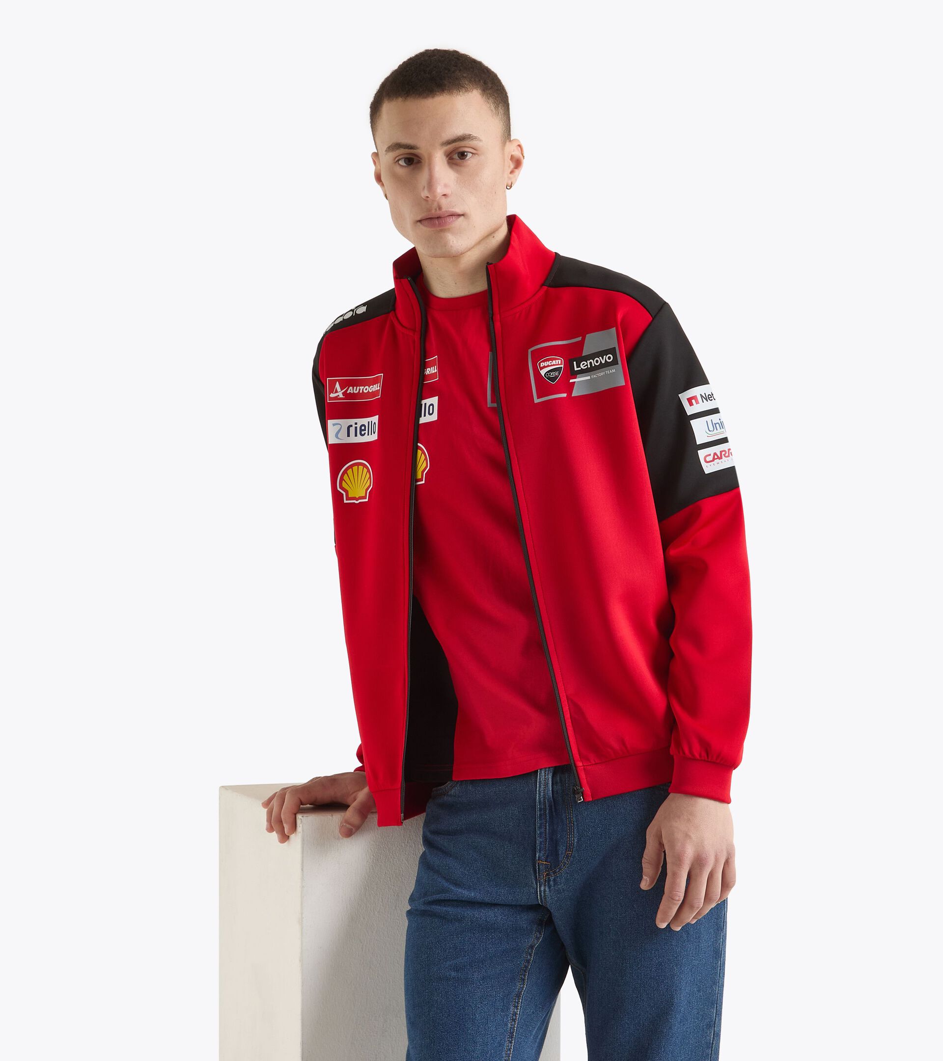 Sporty Ducati 2025 MotoGP replica full-zip sweatshirt - Men’s FULL-ZIP DUCATI REPLICA MGP25 DUCATI MGP RED/BLACK - Diadora