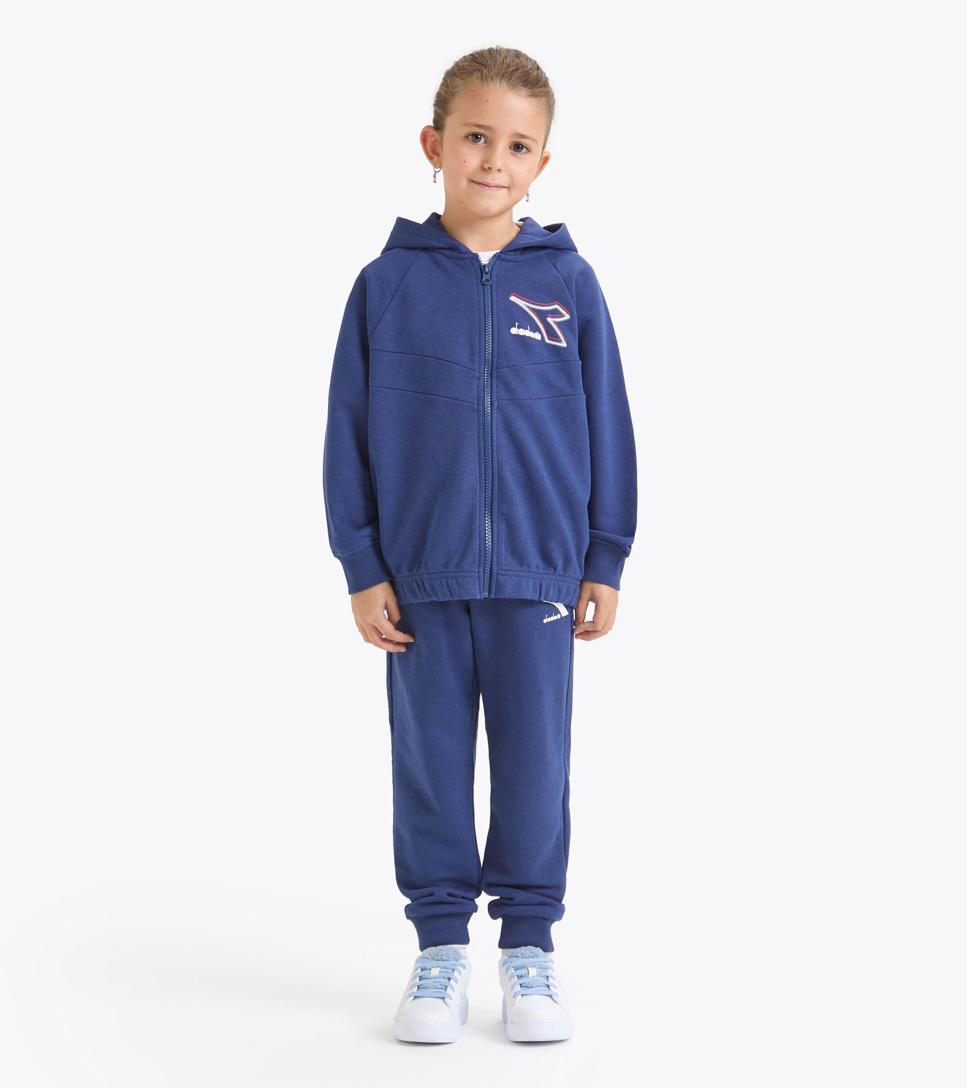 Coordinated tracksuit - Boys and girls 
 JU. TRACKSUIT HD FZ LOGO SALTIRE NAVY - Diadora