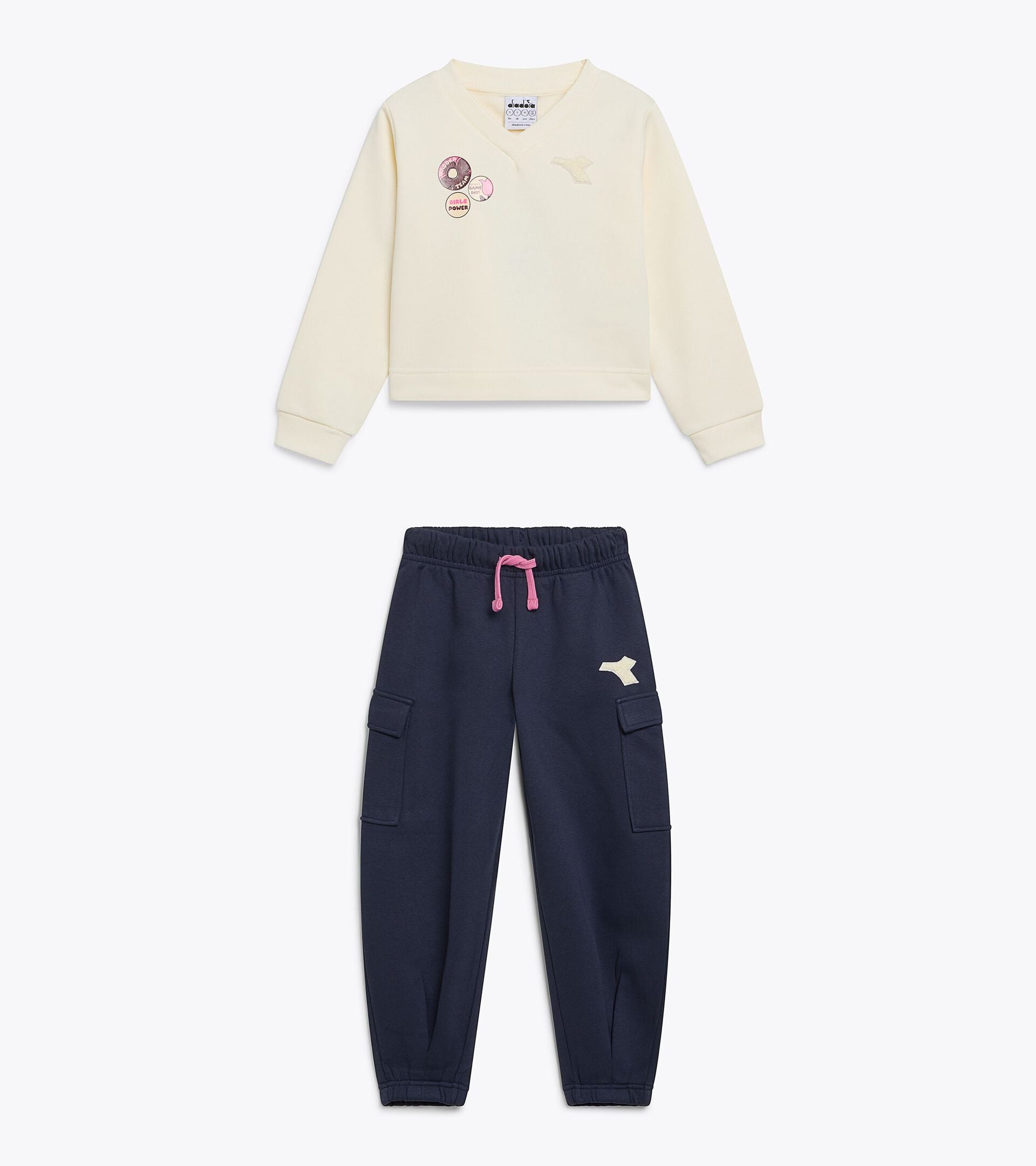 Ch&aacute;ndal cotton look - Regular/Relaxed - Ni&ntilde;a JG. TRACKSUIT FZ LOGO (BR) BIANCO GARDENIA - Diadora