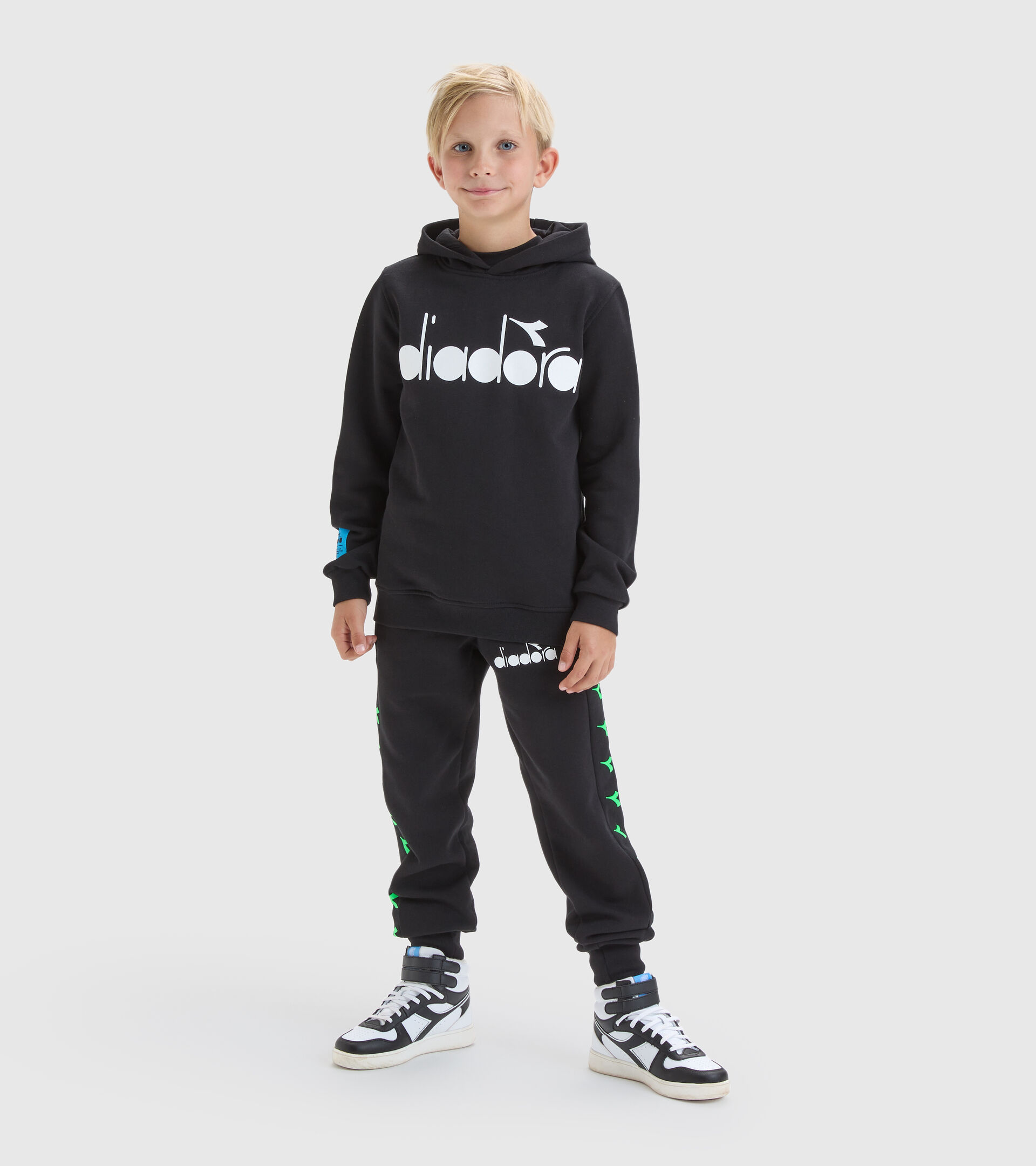 Felpa logo - Bambino JB.HOODIE D NERO/BIANCO MARSHMALLOW - Diadora