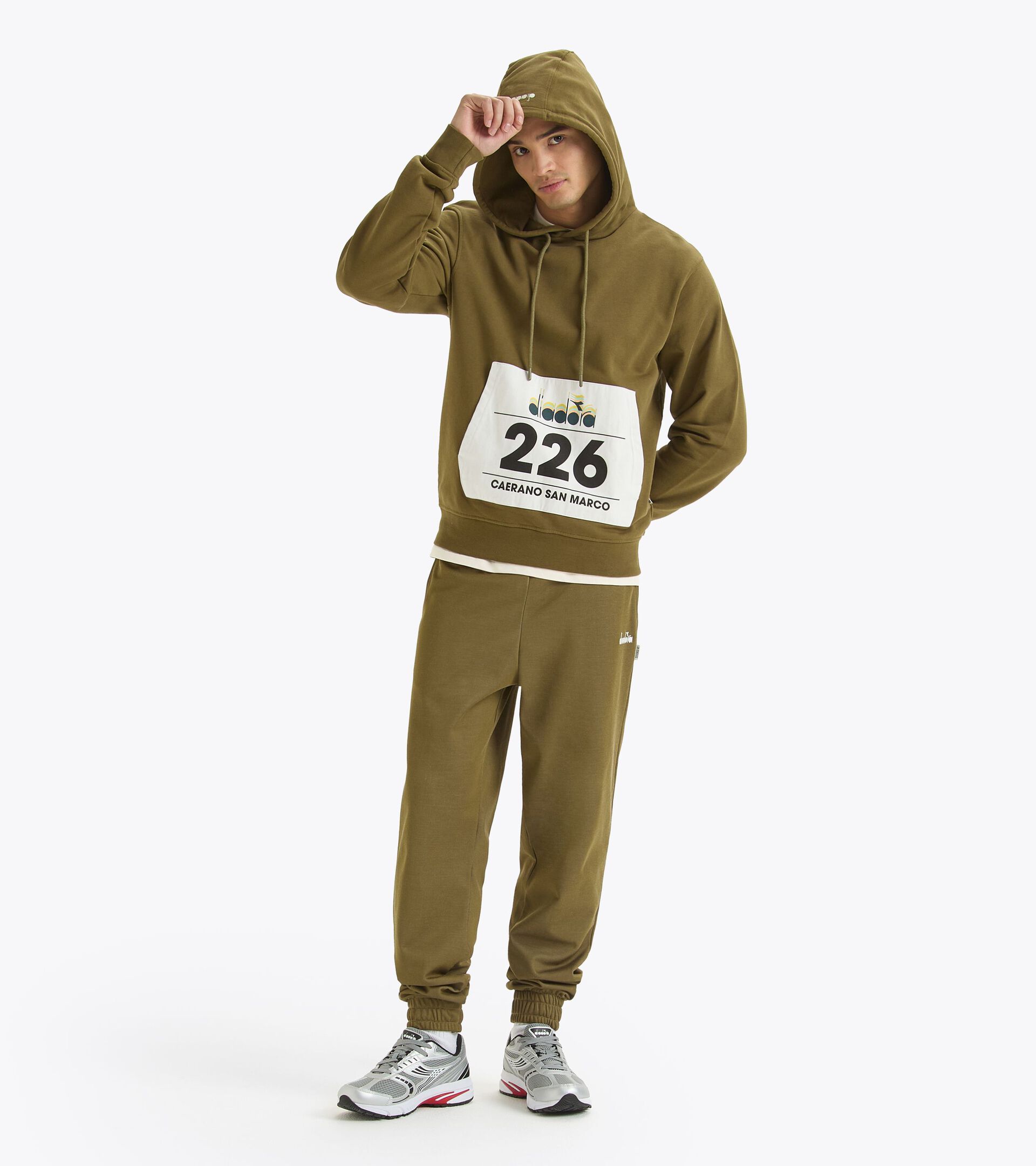 Sweat-shirt à capuche en coton french terry - Genre neutre HOODIE G.D. 1984 (226) OLIVE MILITAIRE - Diadora