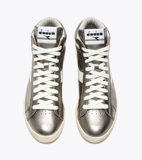 GAME L HIGH METALLIC WN, SILVER METALIZED Leather sports sneakers - Women’s GAME L HIGH METALLIC WN SILVER METALIZED - Diadora