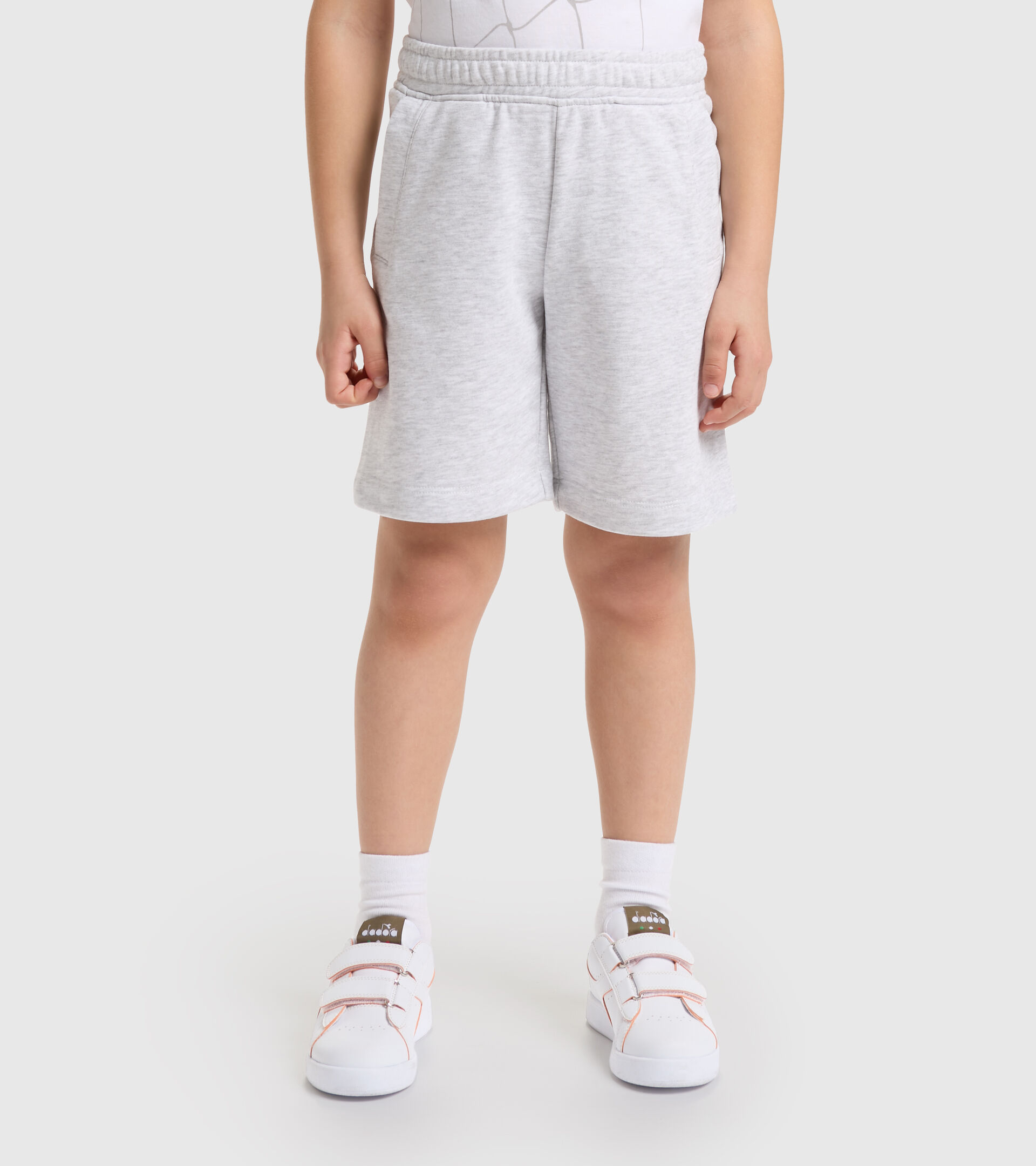 Sports shorts - Boys JB.BERMUDA DIADORA FC SUPER WHITE/LIGHT GRAY MELANGE - Diadora