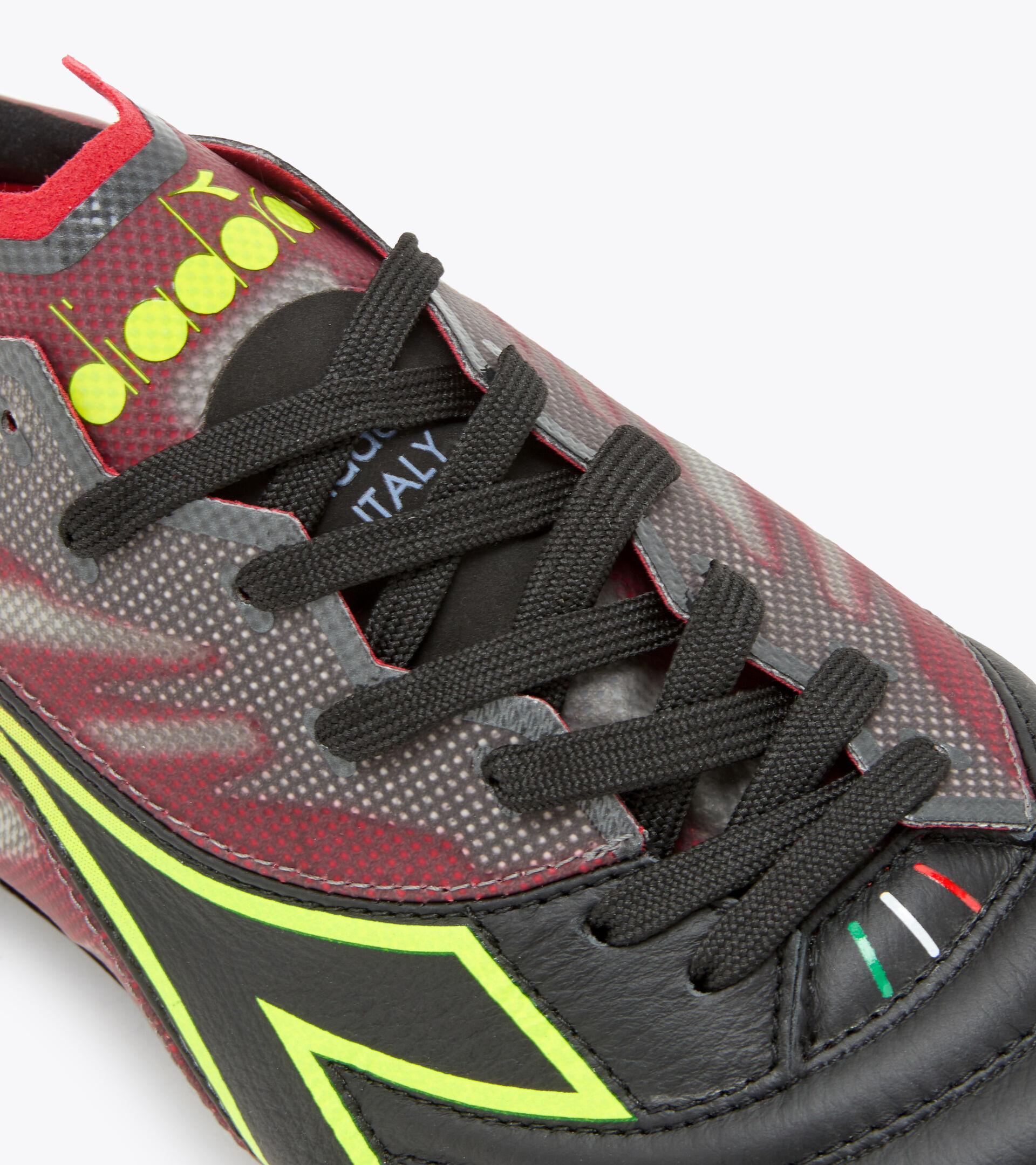 Firm ground football boots - Made in Italy BRASIL ELITE VELOCE ITA LPX BLK/FLUO YELLOW DD/MILANO RED - Diadora