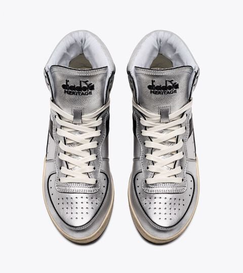 MI BASKET SILVER USED W, ARGENTO METALLIZZATO/NERO Chaussures Heritage - Femme MI BASKET SILVER USED W ARGENTO METALLIZZATO/NERO - Diadora