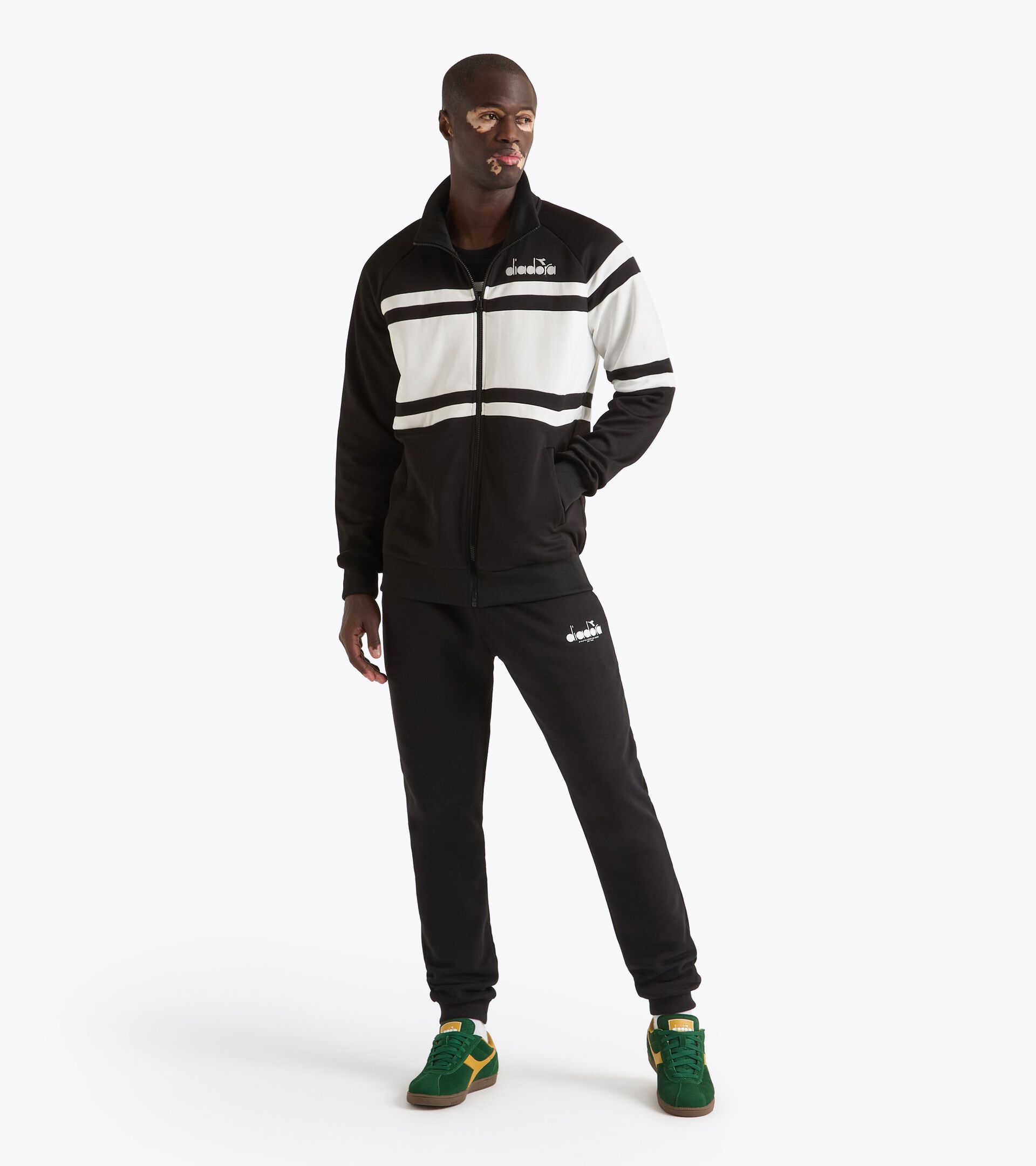 Chaqueta deportiva inspirada en los 80 - Para todos los g&eacute;neros JACKET 80S BLANCO VIVO/NEGRO - Diadora