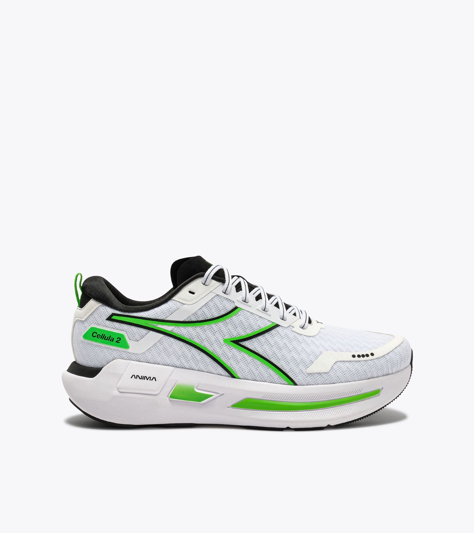 Zapatilla de running neutra - Confort y estabilidad - Hombre CELLULA 2 BLANC/NEGRO/VERDE FLUO (C6032) - Diadora