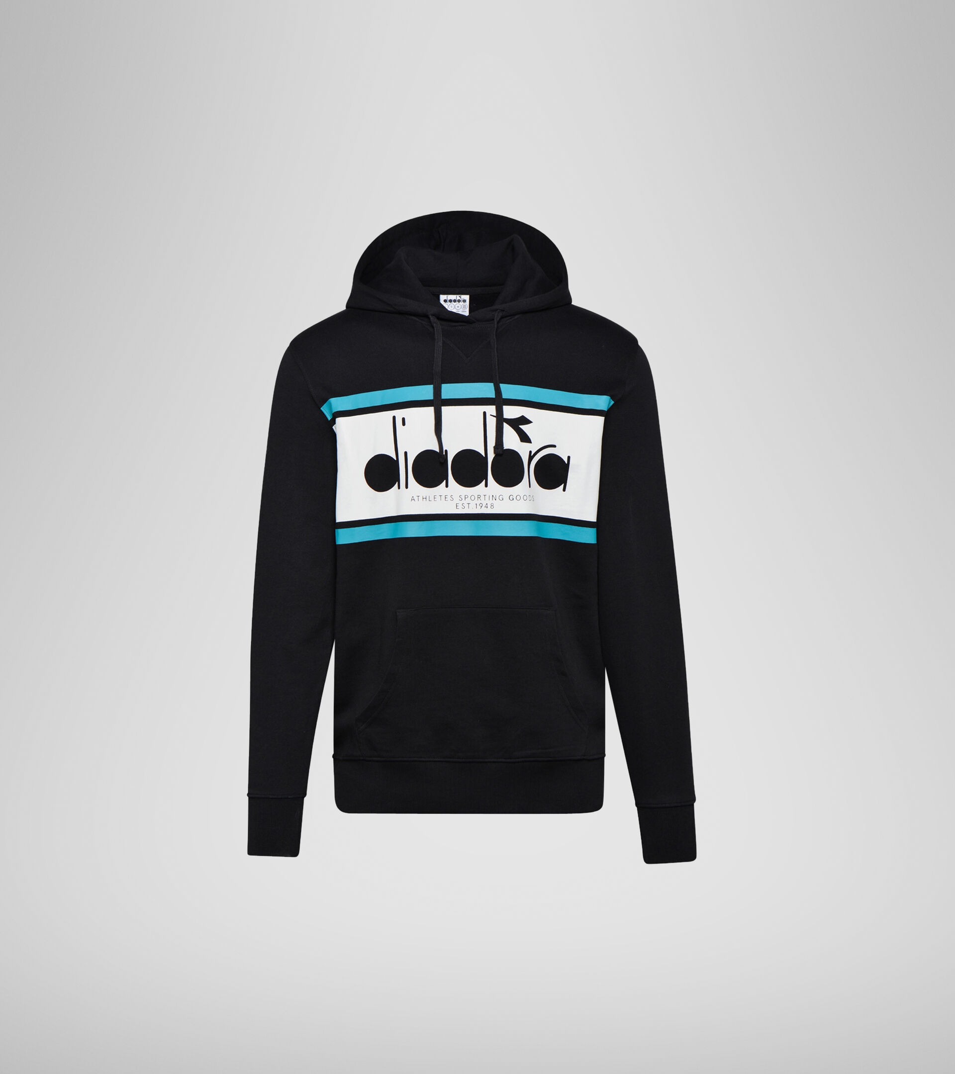 Hooded sweatshirt - Unisex HOODIE SPECTRA BLACK/ACQUA GREEN/WHITE MILK - Diadora