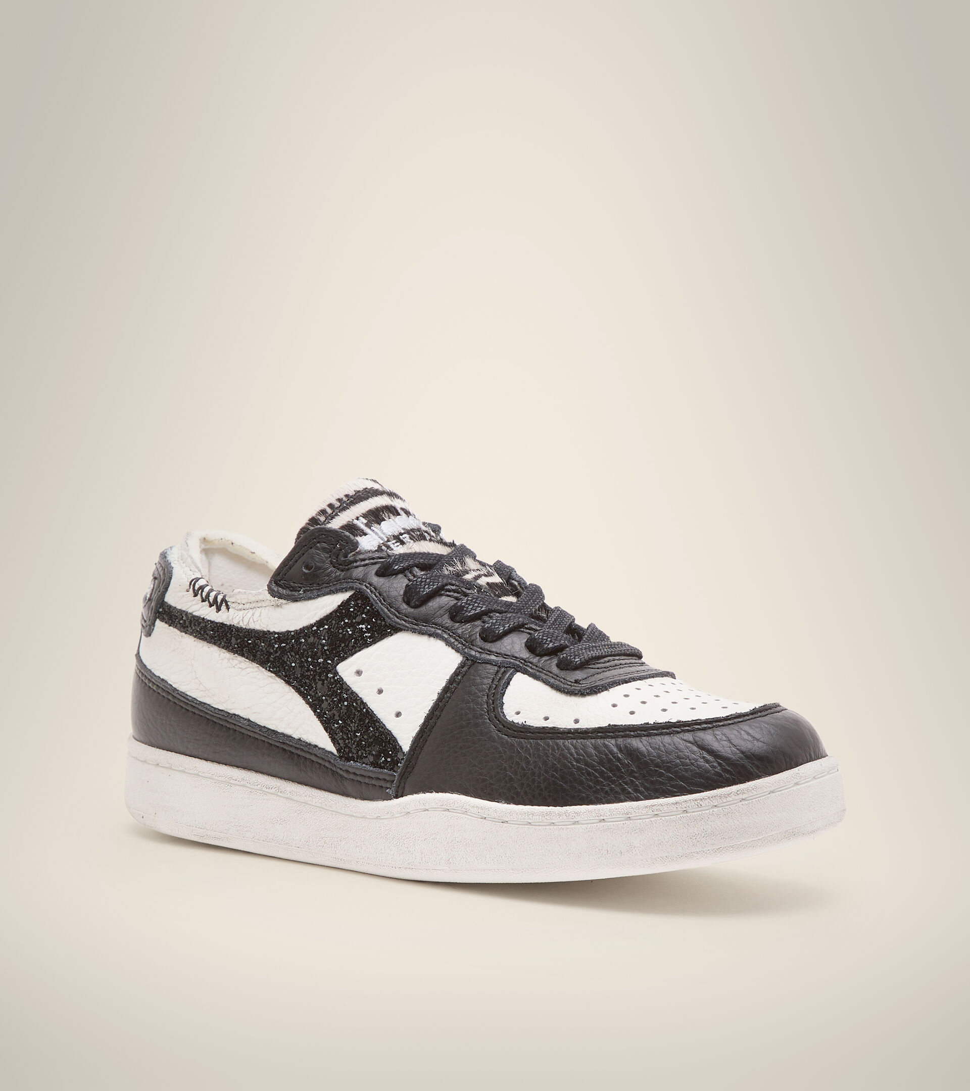 Footwear Heritage DONNA MI BASKET ROW CUT JUNGLE WN WHITE/BLACK Diadora