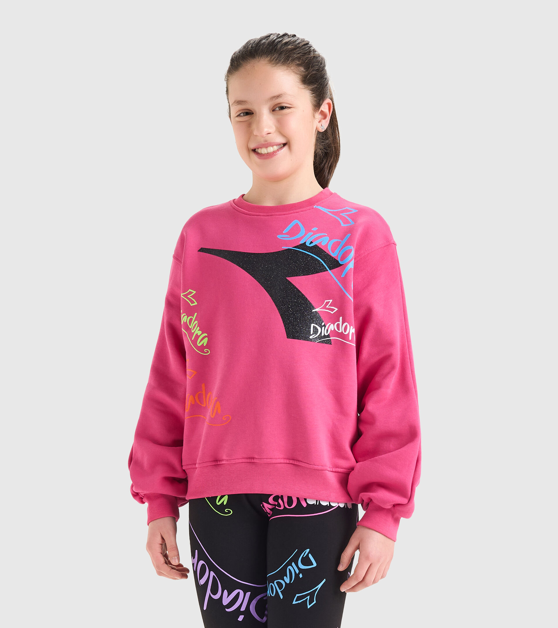 Sweatshirt mit Rundhalsausschnitt - Mädchen JG.SWEAT CREW D FUCHSIE ROSA - Diadora