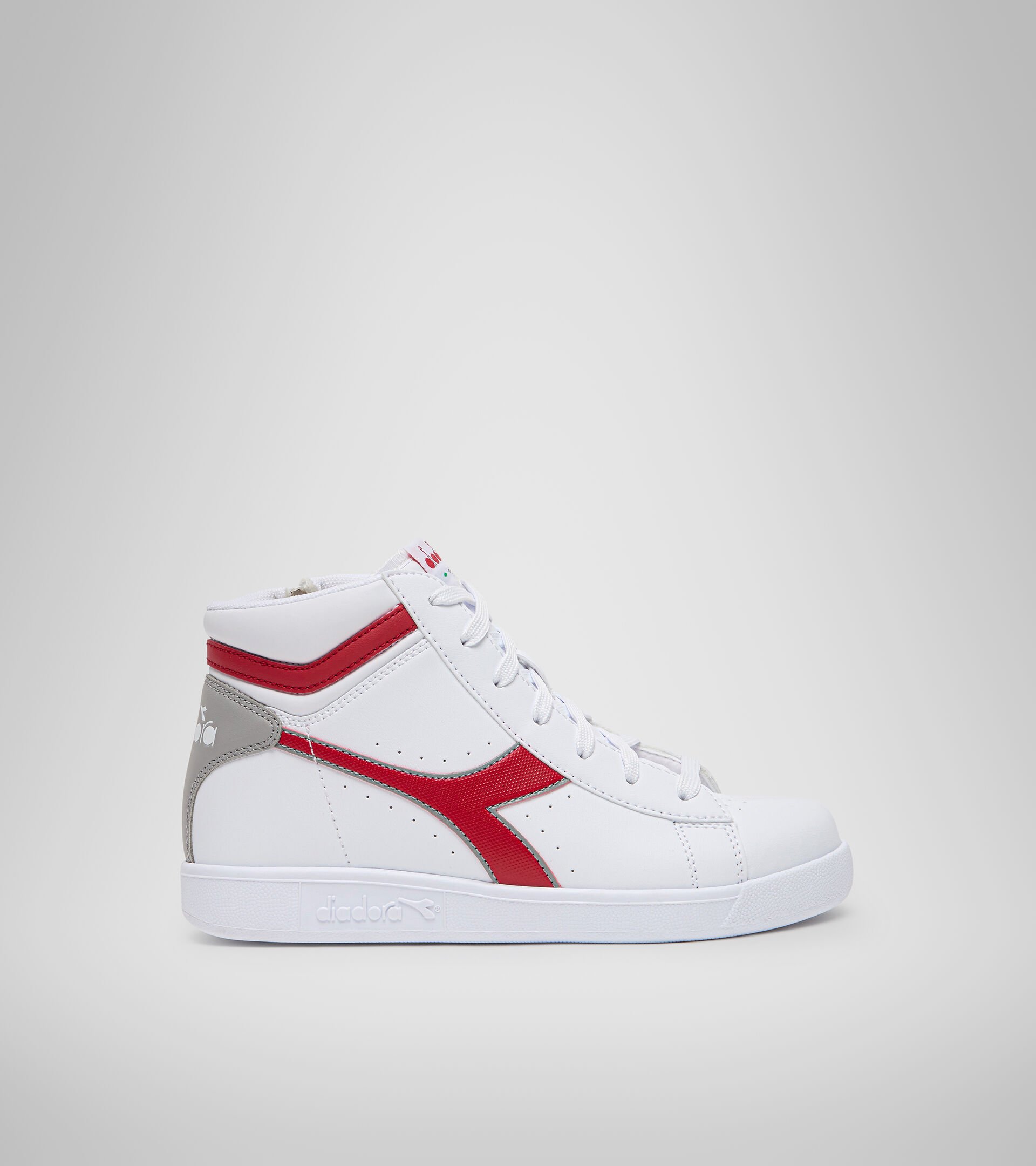 Sports shoes - Youth 8-16 years GAME P HIGH GS WHITE/TANGO RED - Diadora
