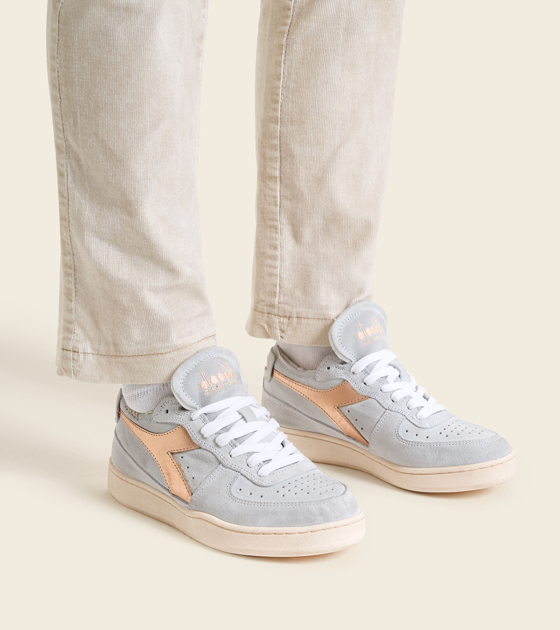 Heritage shoe - Women MI BASKET ROW CUT AMBER SUEDE WN PINK SPANISH VILLA - Diadora