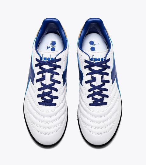 BRASIL 2 R TFR, WHITE/MAZARINE BLUE/GOLD Calcio boots for synthetic turfs or firm ground - Men's BRASIL 2 R TFR WHITE/MAZARINE BLUE/GOLD - Diadora