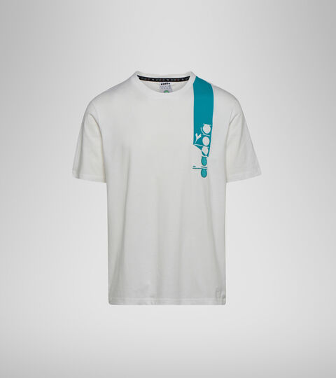 T-shirt - Unisex T-SHIRT SS ICON BLANCO LECHE/VERDE VIRIDIAN - Diadora