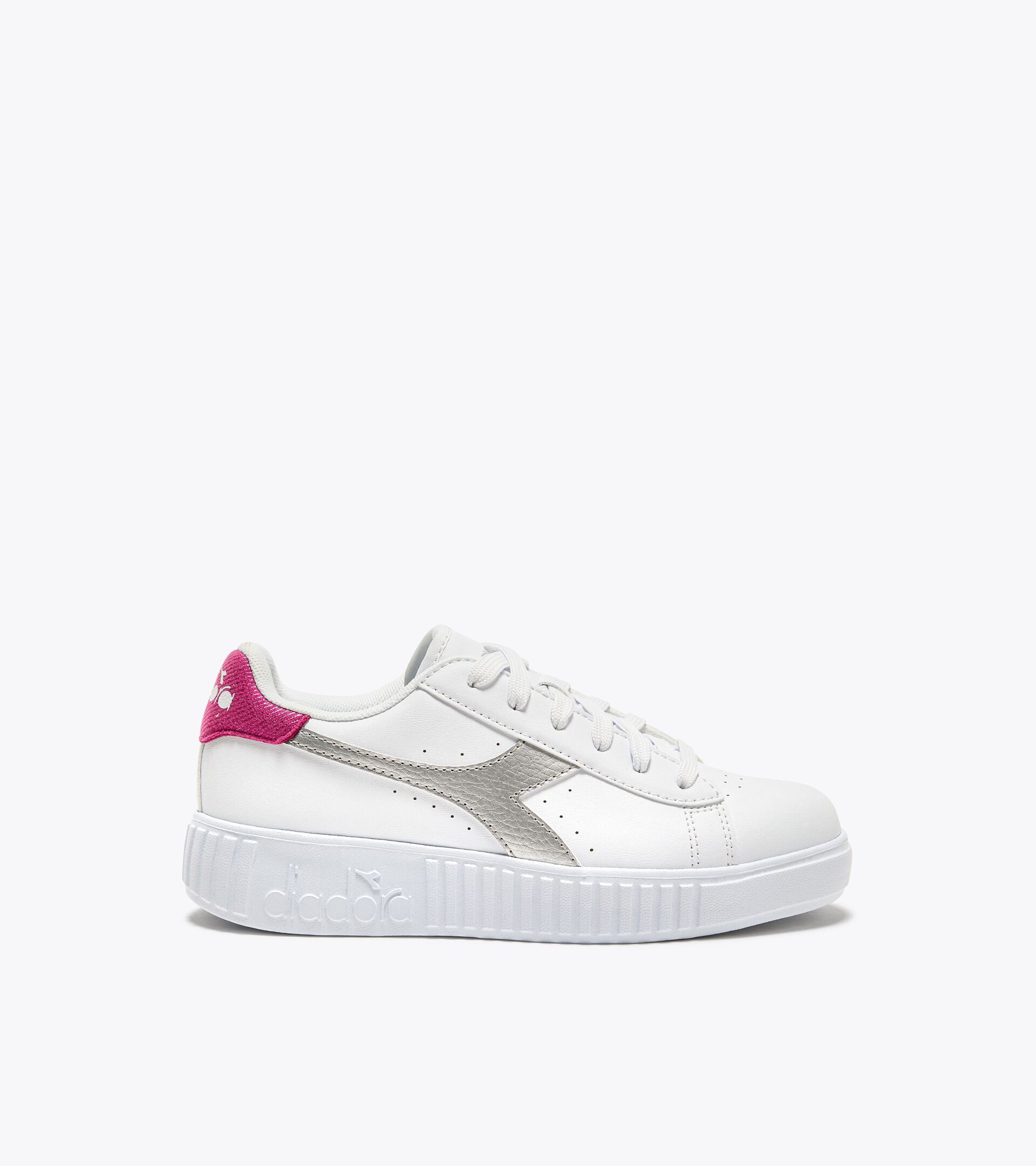 Sports shoe -  8 to 16 years old - All-gender GAME STEP METAL GS WHITE/FESTIVAL FUCHSIA/SILVER - Diadora
