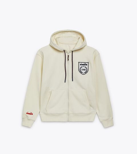 HOODIE FZ LEGACY, BLANCA VAINILLA HIELO Sudadera deportiva de algodón reciclado - Made in Italy - Gender neutral HOODIE FZ LEGACY BLANCA VAINILLA HIELO - Diadora