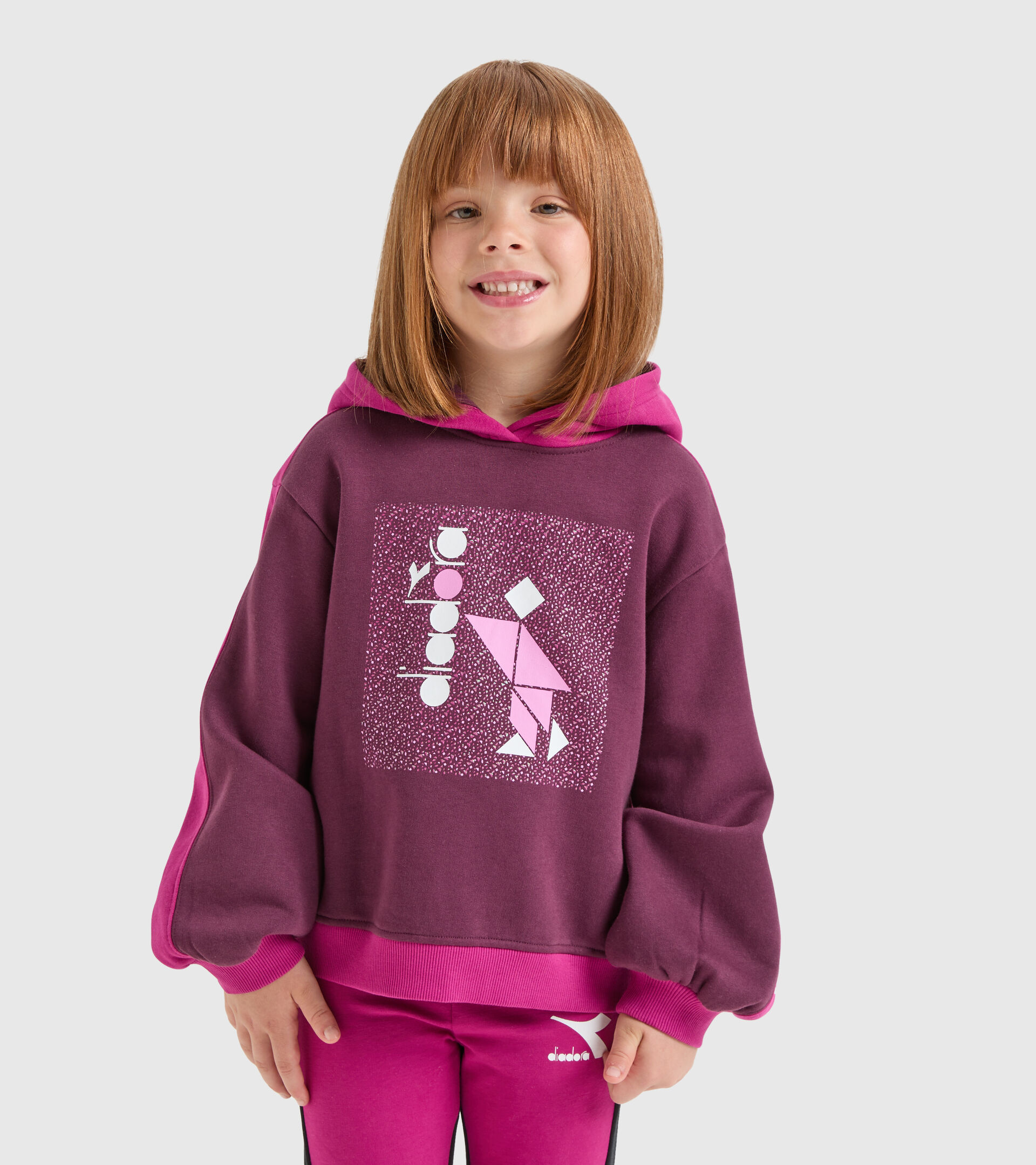 Felpa con cappuccio - Bambina JG.HOODIE SWEAT GLEE VIOLA LAMPONE - Diadora