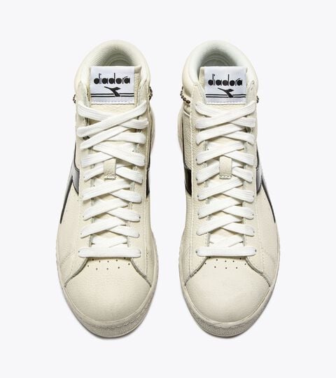 GAME L HIGH WAXED STUDS WN, WHITE/BLACK High-top retro-tennis sneaker - Women’s GAME L HIGH WAXED STUDS WN WHITE/BLACK - Diadora