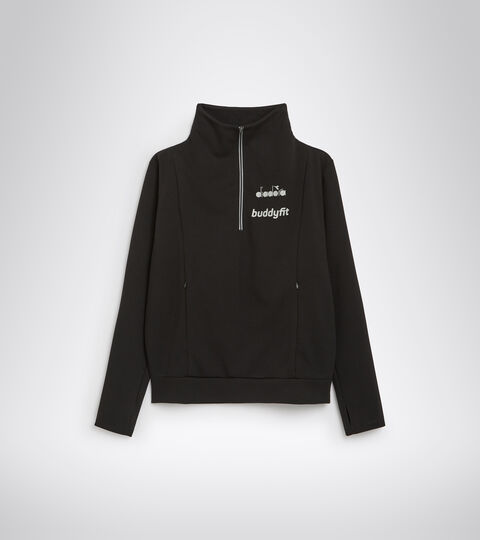 L. 1/2 ZIP SWEAT BUDDYFIT, BLACK Training sweatshirt - Women’s L. 1/2 ZIP SWEAT BUDDYFIT BLACK - Diadora