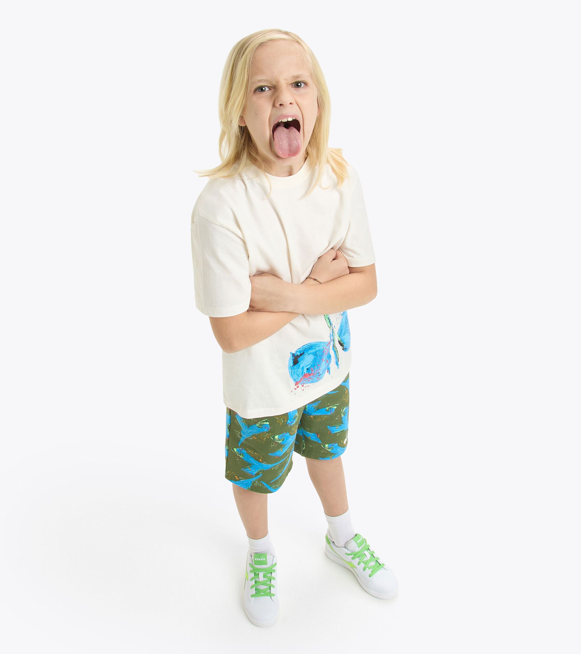 Pantaloncini bermuda - Bambino JB. BERMUDA LOGO AOP VERDE MILITARE - Diadora