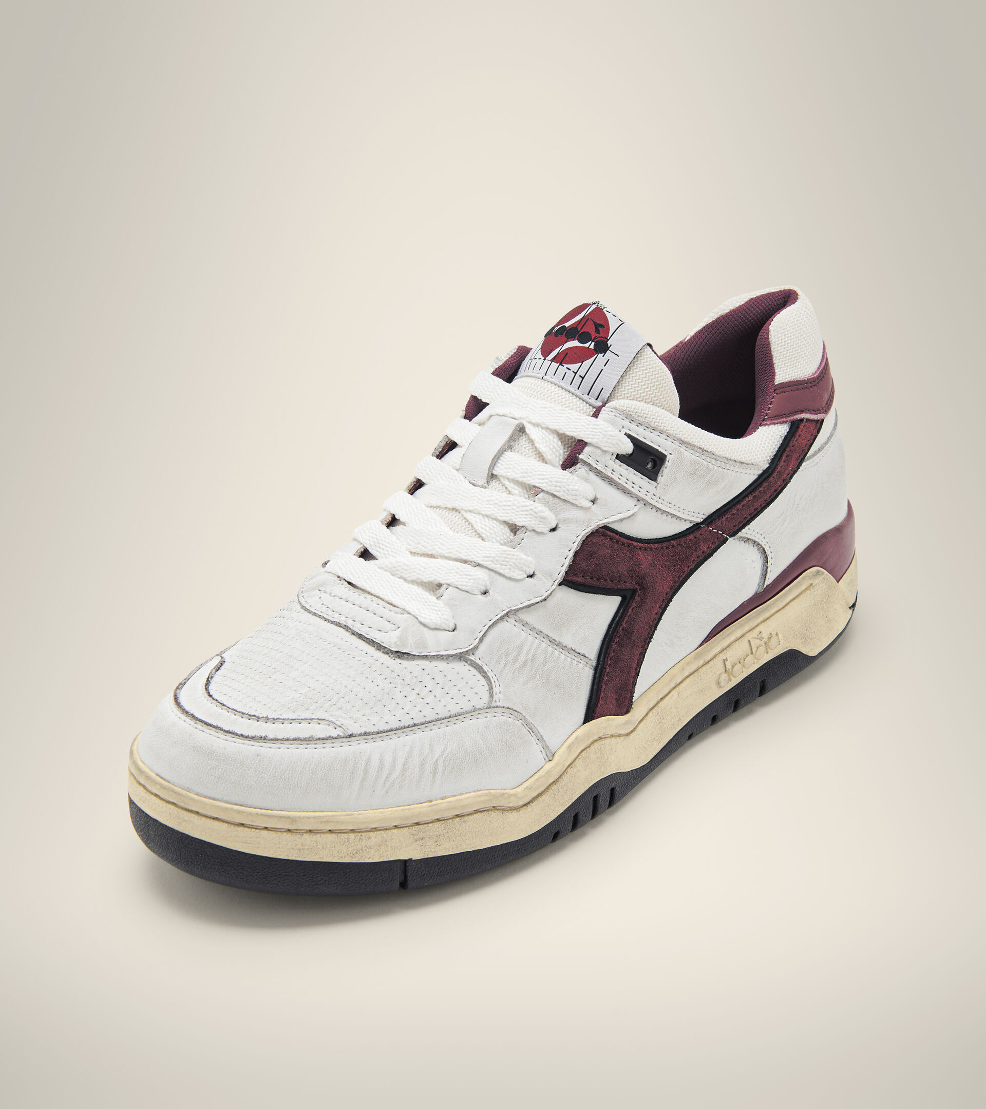 Made in Italy Heritage shoe - Unisex B.560 CORTINA WHITE/RUBY WINE - Diadora