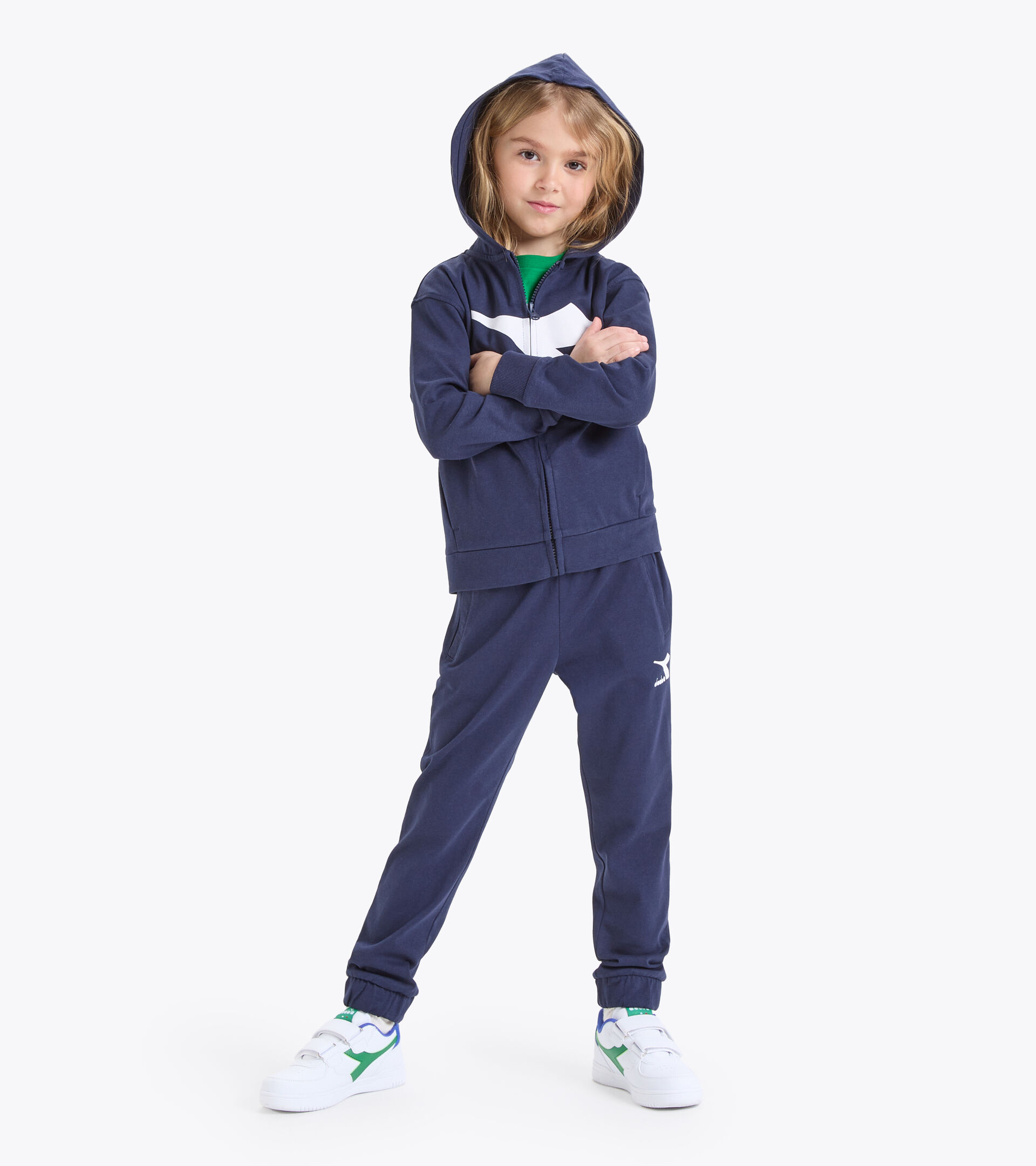 Felpa in cotone - Bambini/e JU.HOODIE FZ BLU CLASSICO - Diadora