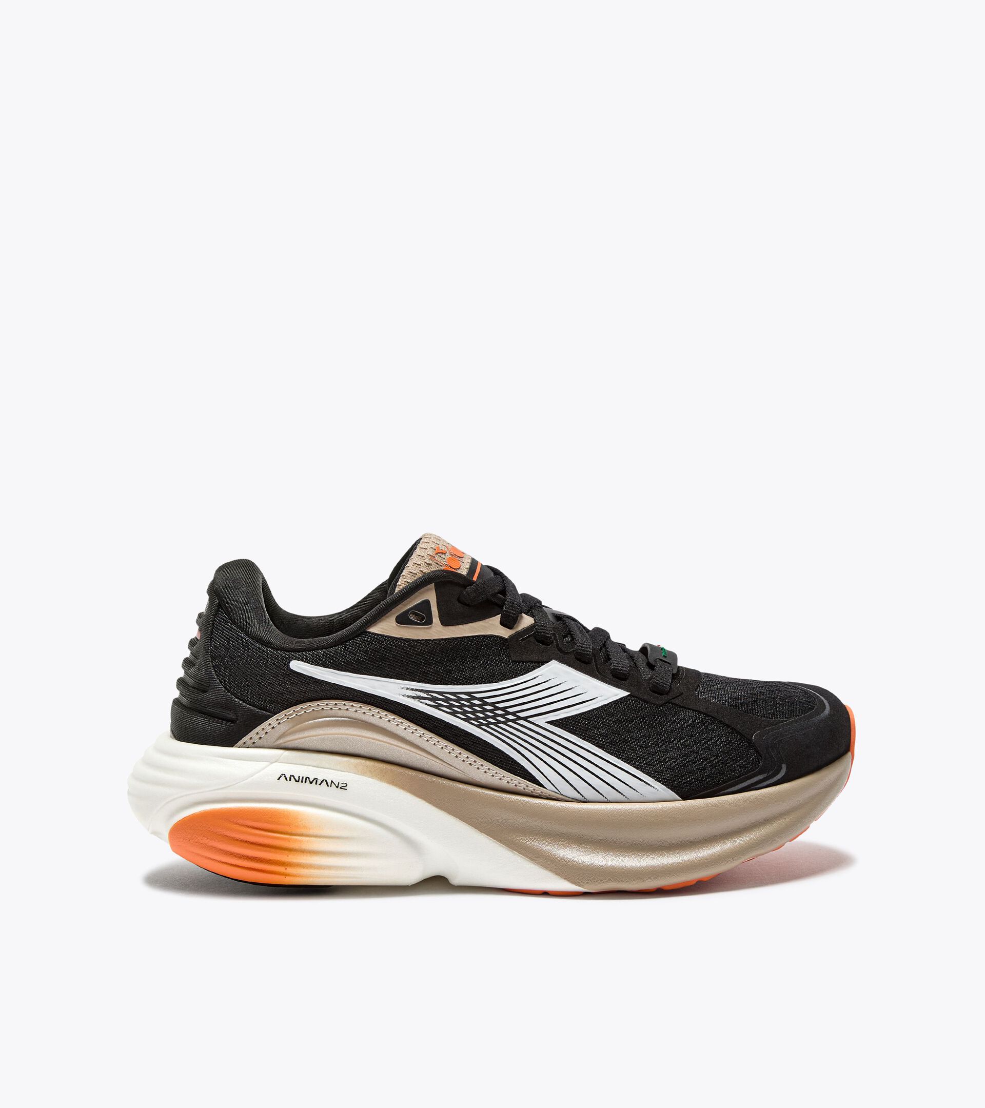 Made in Italy running shoe - Lightness and cushioning - All-Gender ATOMO STAR BLACK/WHITE/HUMUS - Diadora