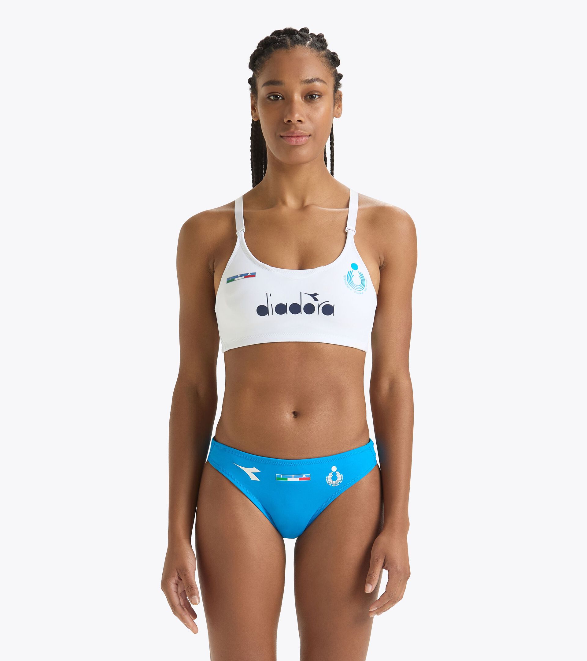 Top de bikini - Selección Italiana de Vóley Playa TOP GARA DONNA BV ITALIA BLANCO VIVO - Diadora