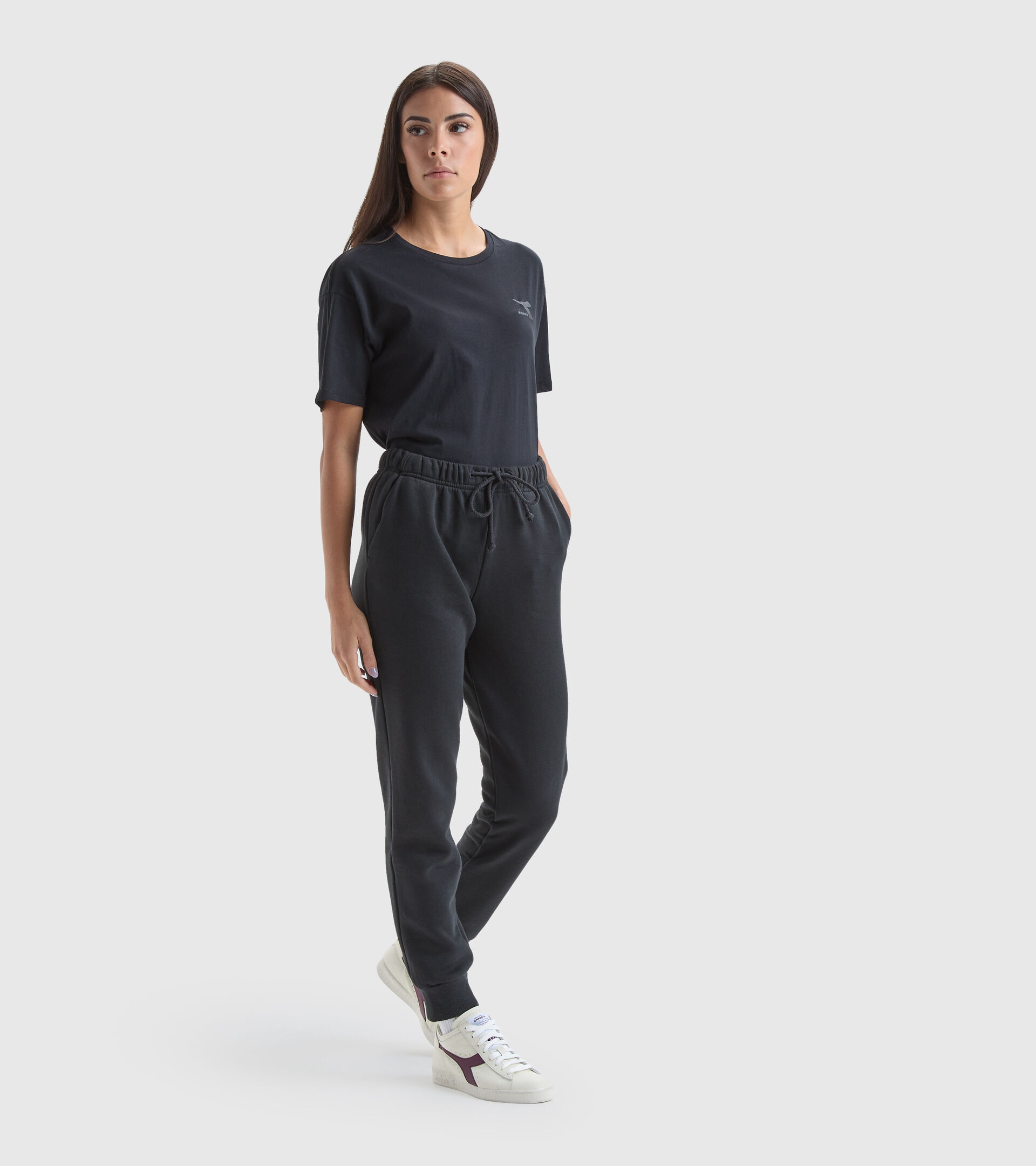 Sports trousers - Women L.PANTS CUFF CORE BLACK - Diadora