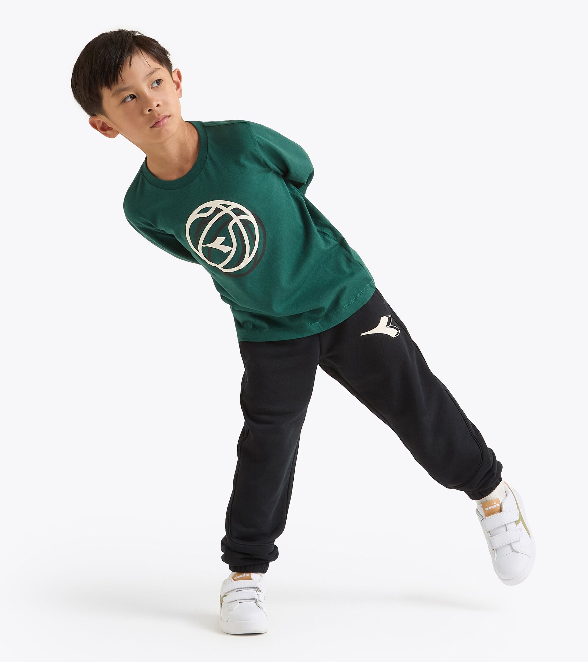 T-shirt en coton à manches longues - Ado garçon
 JB. T-SHIRT LS LOGO RAIN FOREST - Diadora