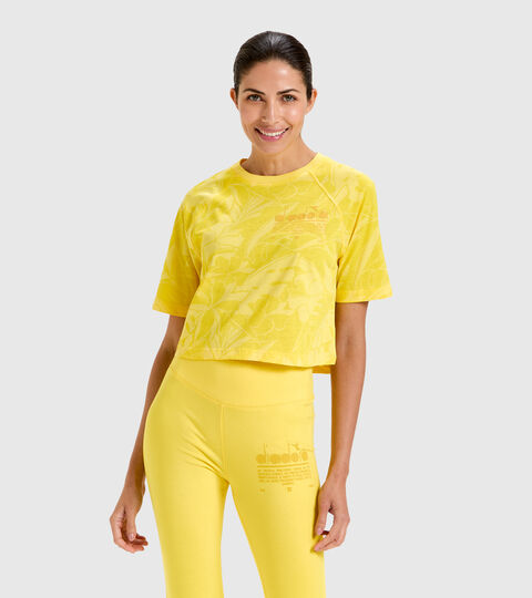 Cotton T-shirt - Women L. T-SHIRT SS CROP MANIFESTO YELLOW LENS - Diadora