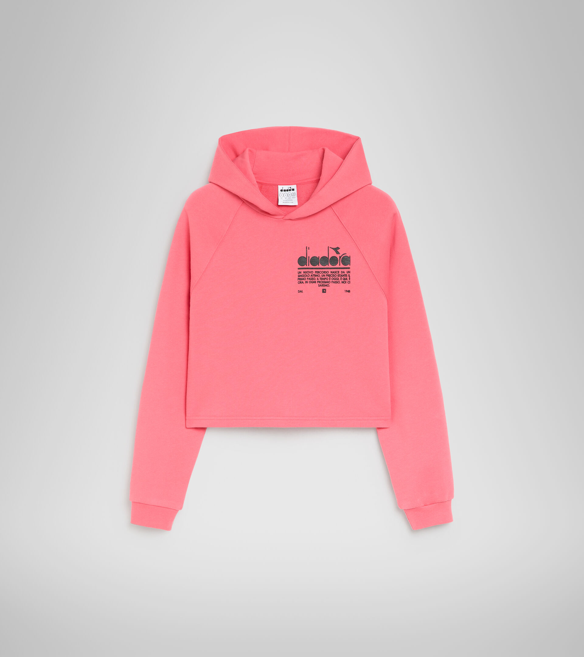 Felpa in cotone con cappuccio - Donna L. HOODIE CROP MANIFESTO ROSA THE - Diadora