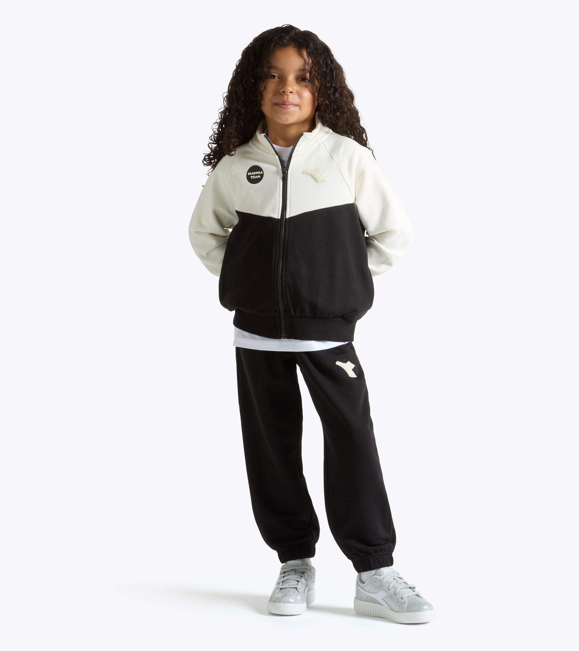 Cotton-look tracksuit - Regular/Relaxed fit - Boys and girls JU. TRACKSUIT FZ LOGO (FT) BLACK - Diadora