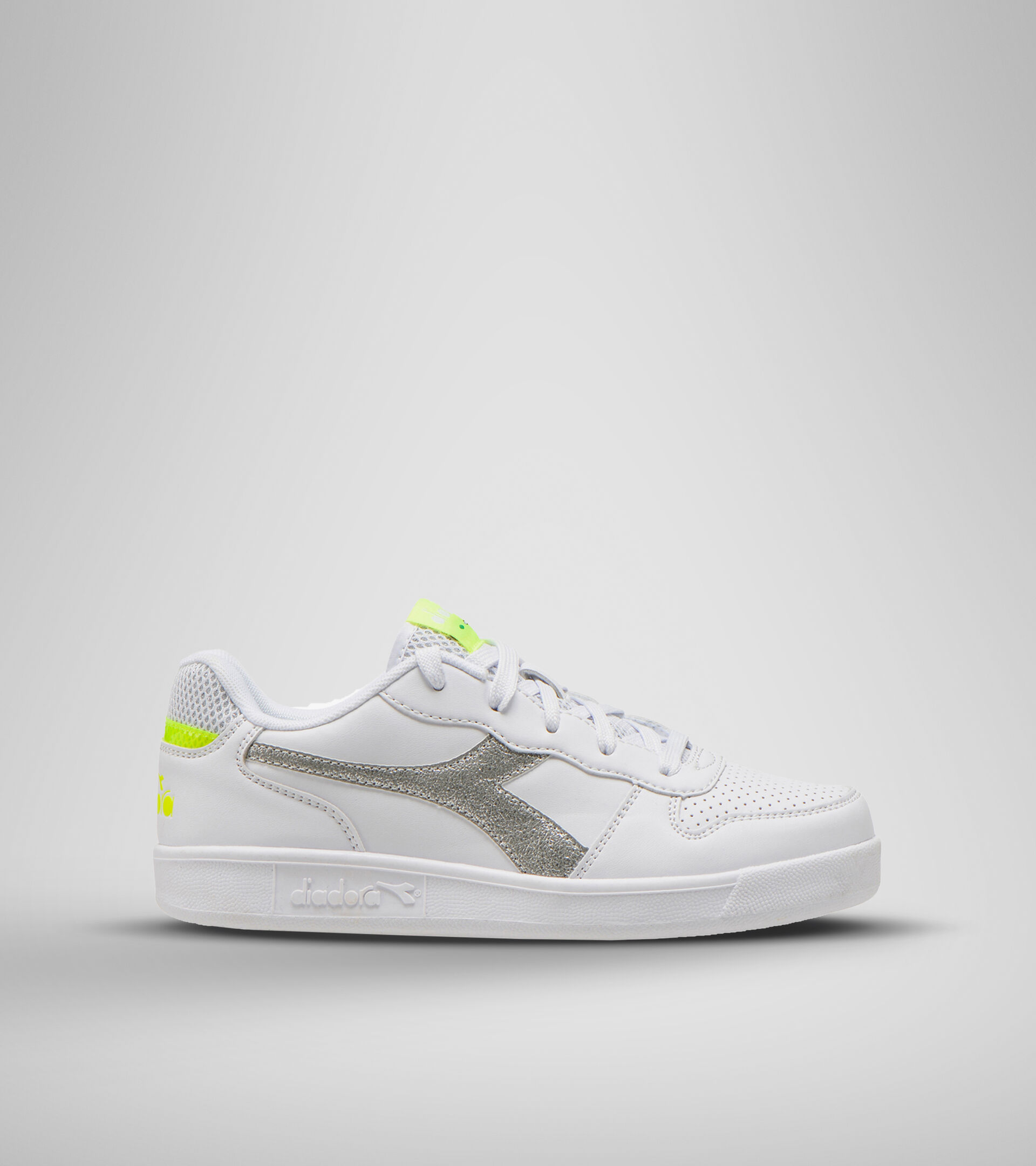 Sports shoes - Youth 8-16 years PLAYGROUND GS GIRL WHITE/YELLOW FLUO. - Diadora