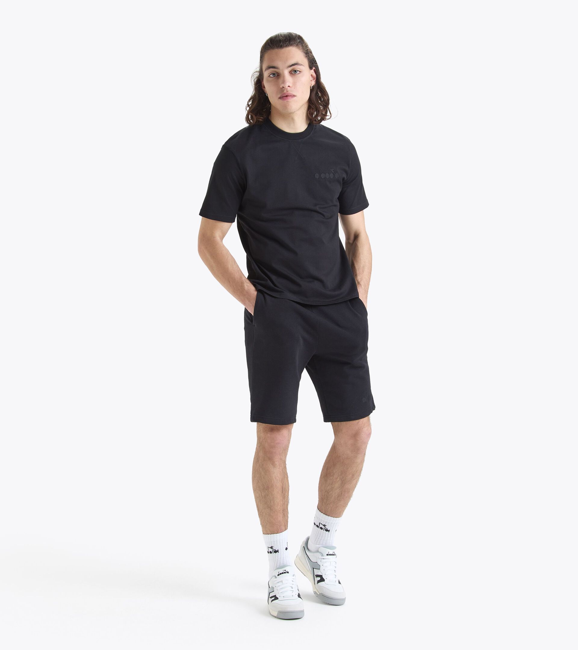 Bermuda de sport en coton - Unisexe BERMUDA SPW LOGO NOIR - Diadora