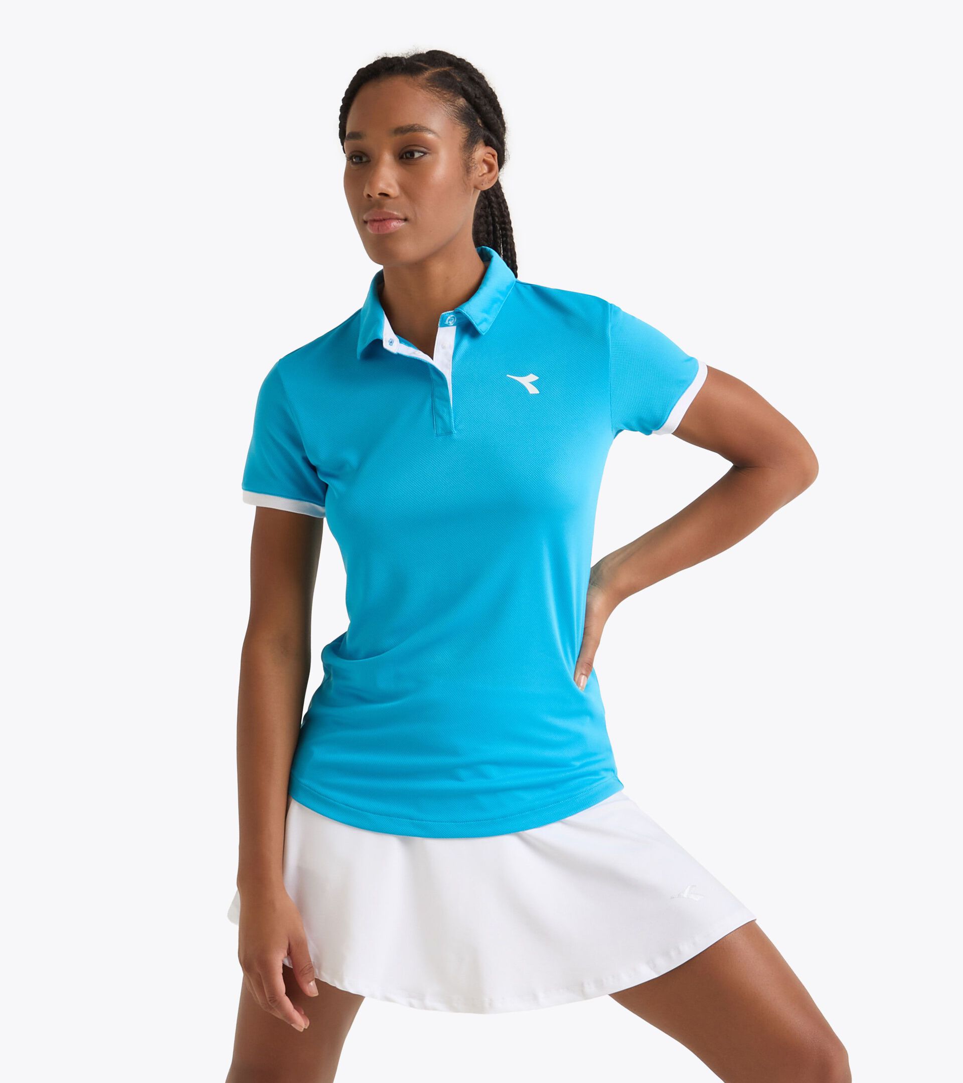 Polo de tennis - Femme L. POLO COURT BLEU ROI FLUO - Diadora