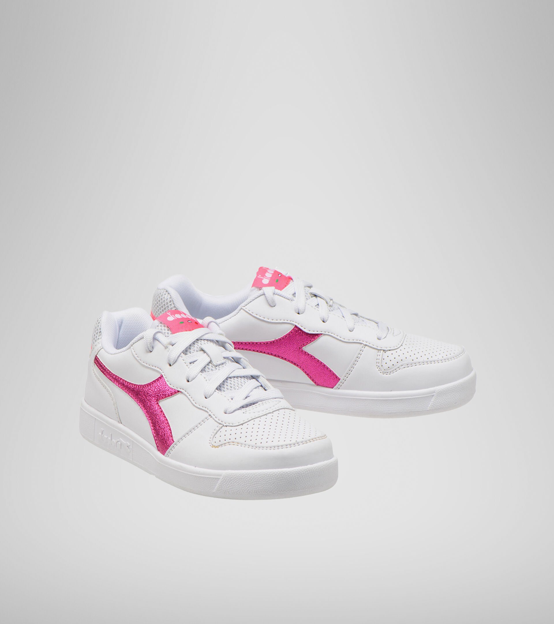 Sports shoes - Youth 8-16 years PLAYGROUND GS GIRL WHITE/PINK FLUO - Diadora