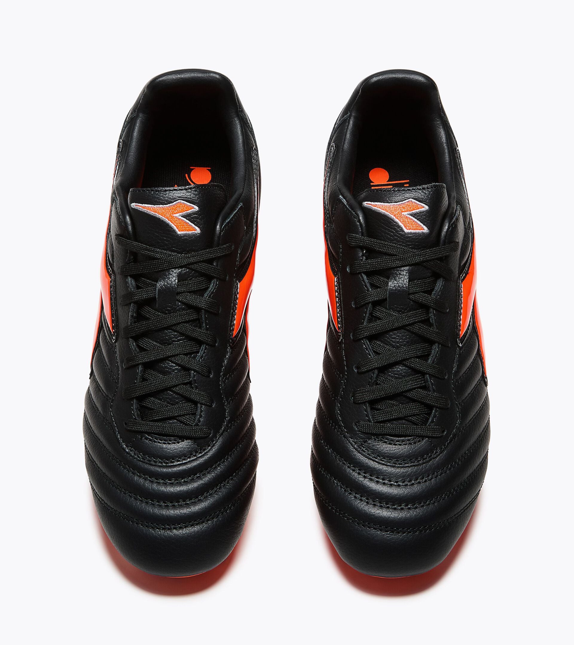 Leather calcio boots for firm grounds - All-gender BRASIL PRO FG BLACK/RED FLUO - Diadora