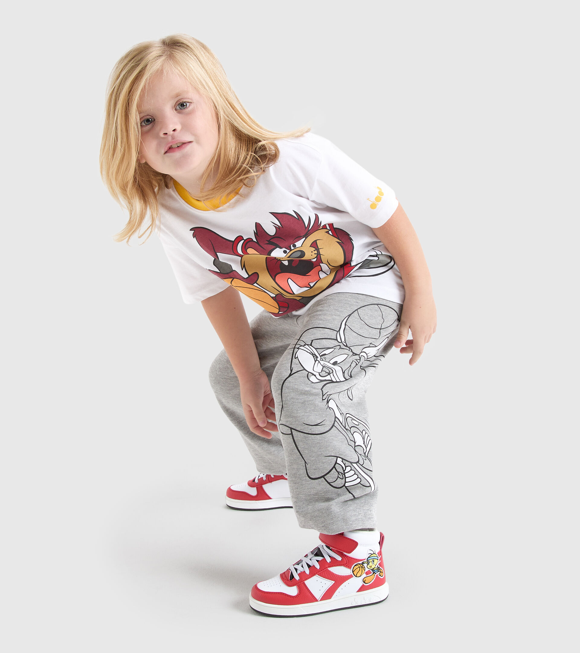 Pantalon jogger en molleton de coton - Enfant JU.JOGGER PANT WB GRIS MOYENNE CLAIR MELANGE - Diadora