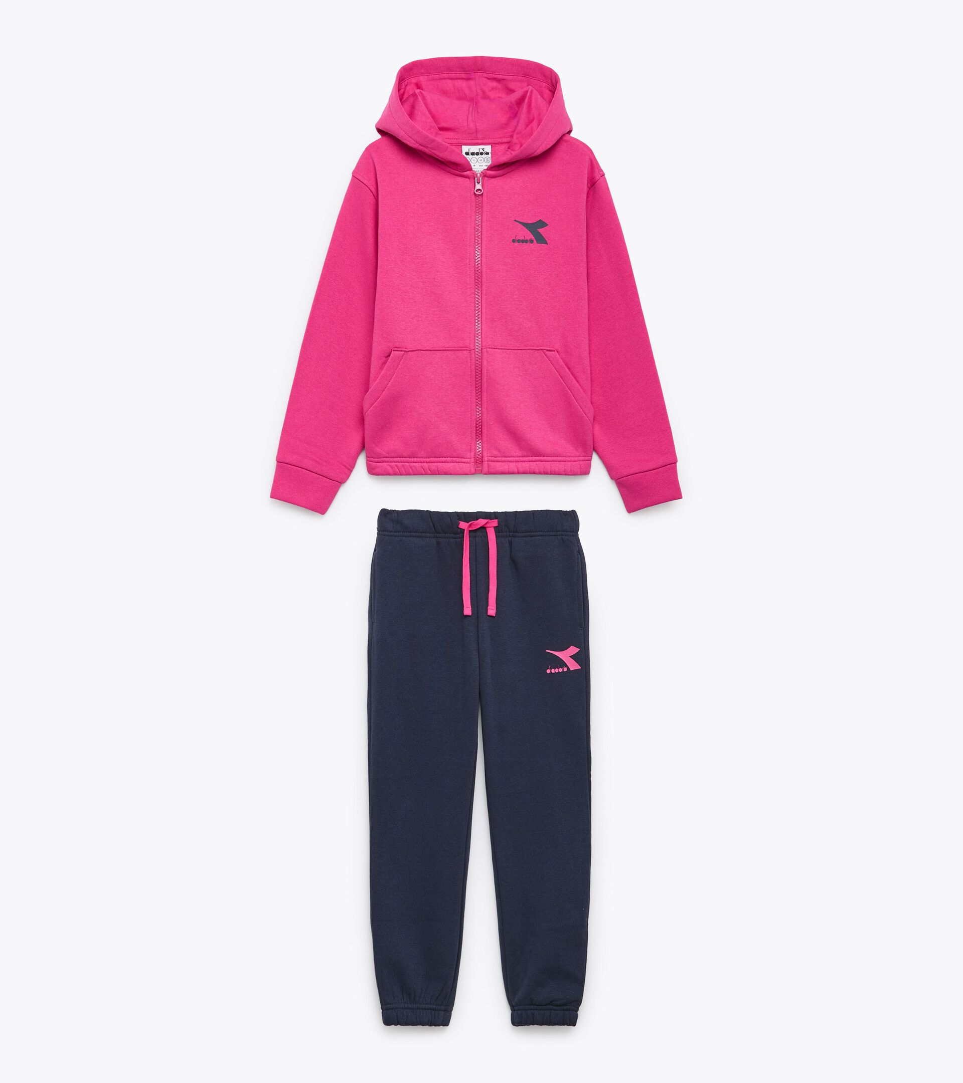 Sporty set - Girl JG. TRACKSUIT HD FZ GLOSS SHOCKING PINK/PEACOAT - Diadora