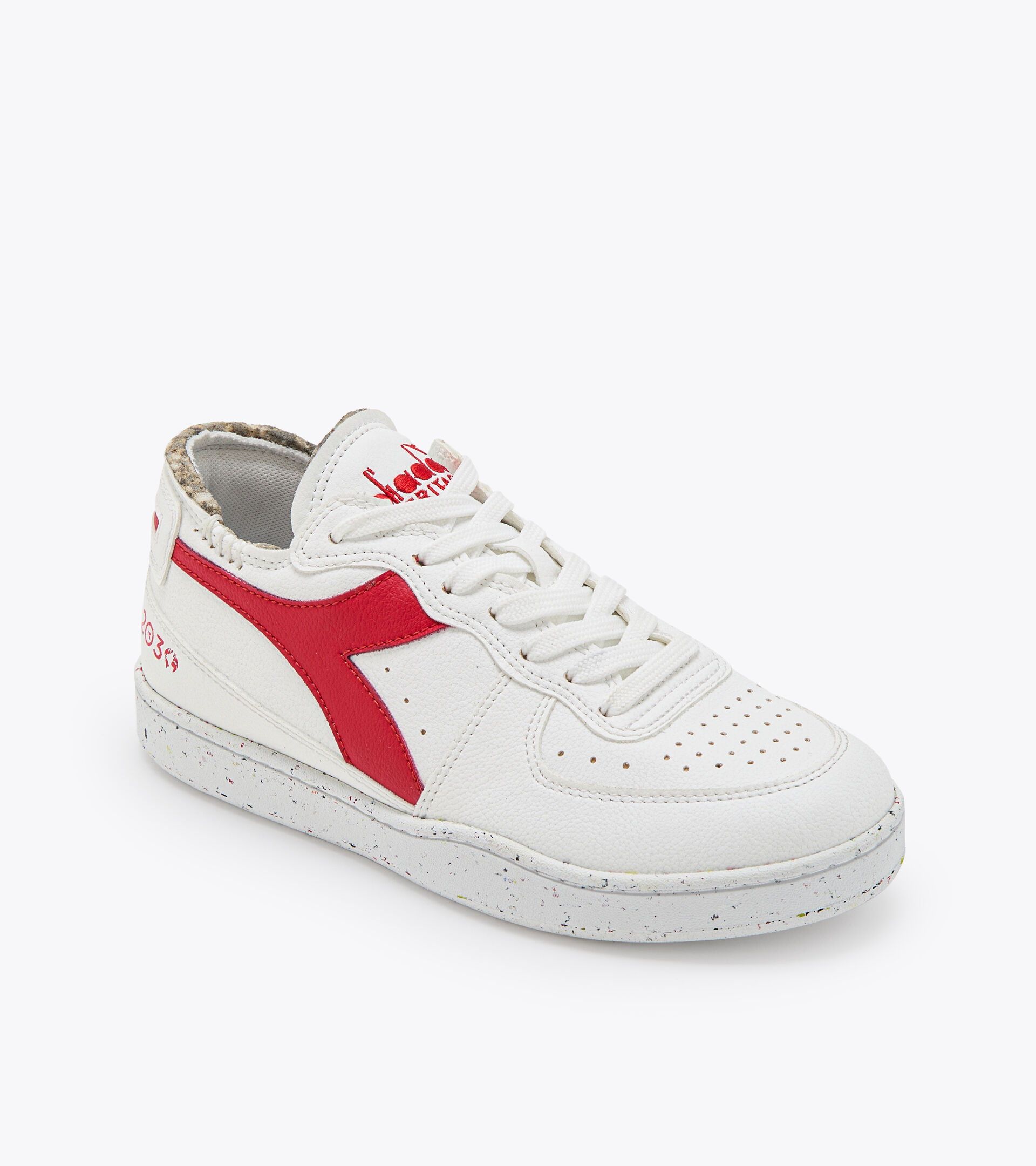 Heritage shoe - Unisex MI BASKET ROW CUT 2030 WHITE/FERRARI RED ITALY - Diadora