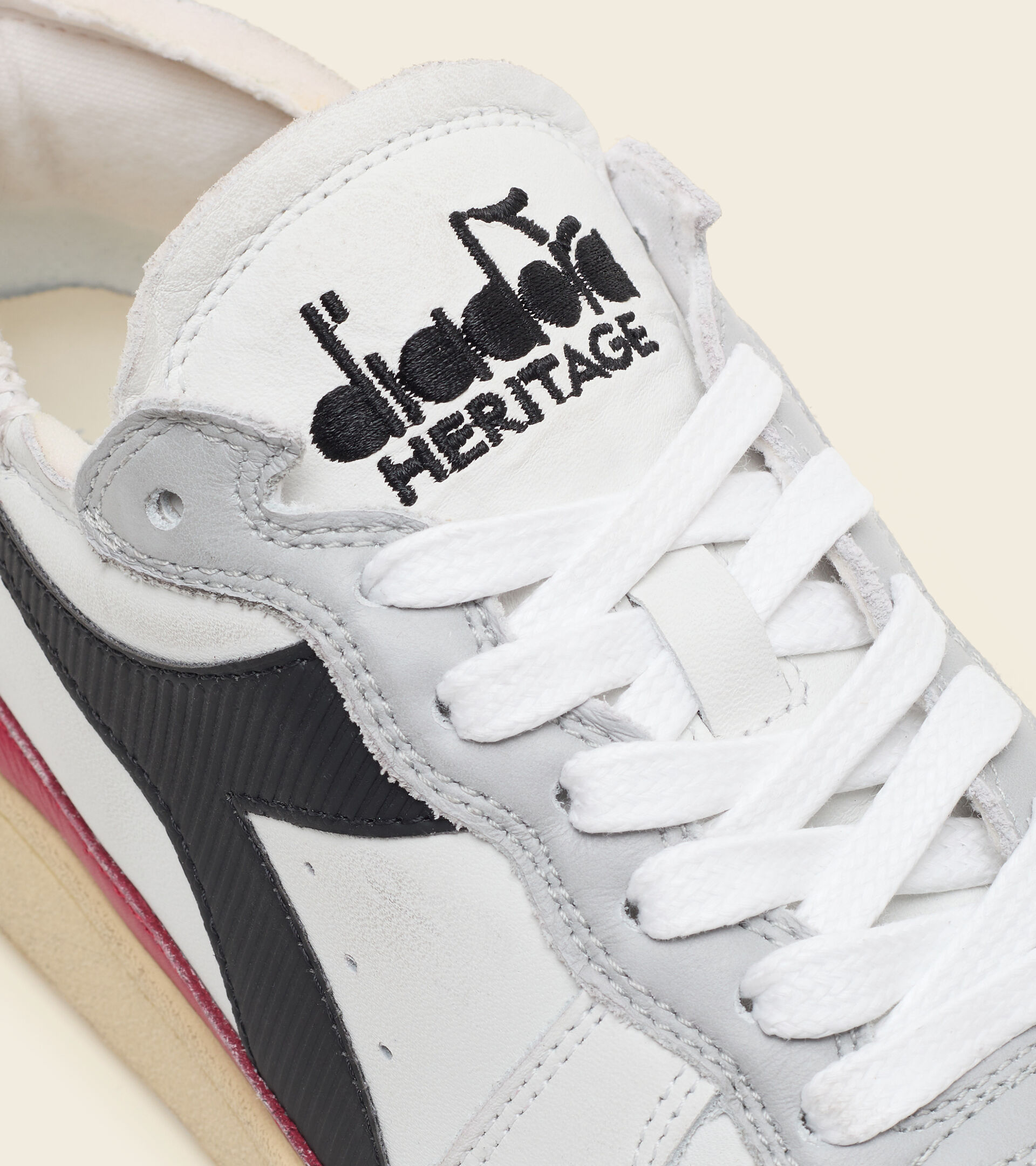 Footwear Heritage UNISEX MI BASKET ROW CUT WHITE/GARNET/BLACK Diadora