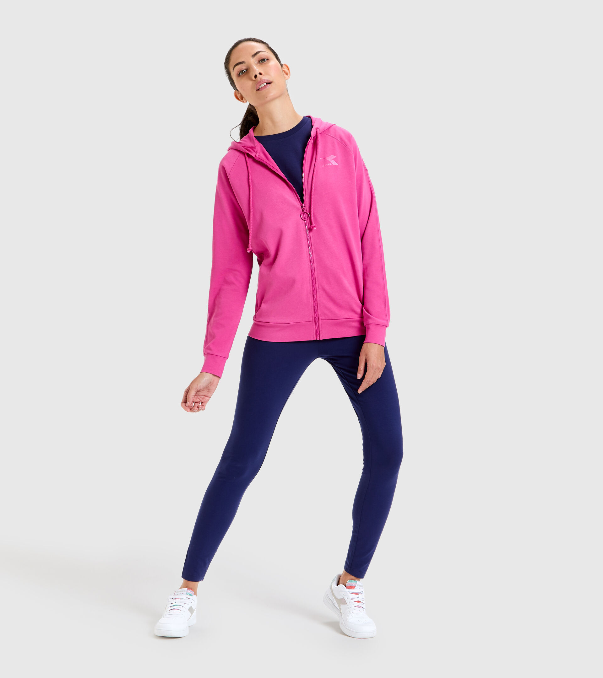 Cotton sports sweatshirt - Women L. HOODIE FZ CHROMIA PINK IBIS - Diadora