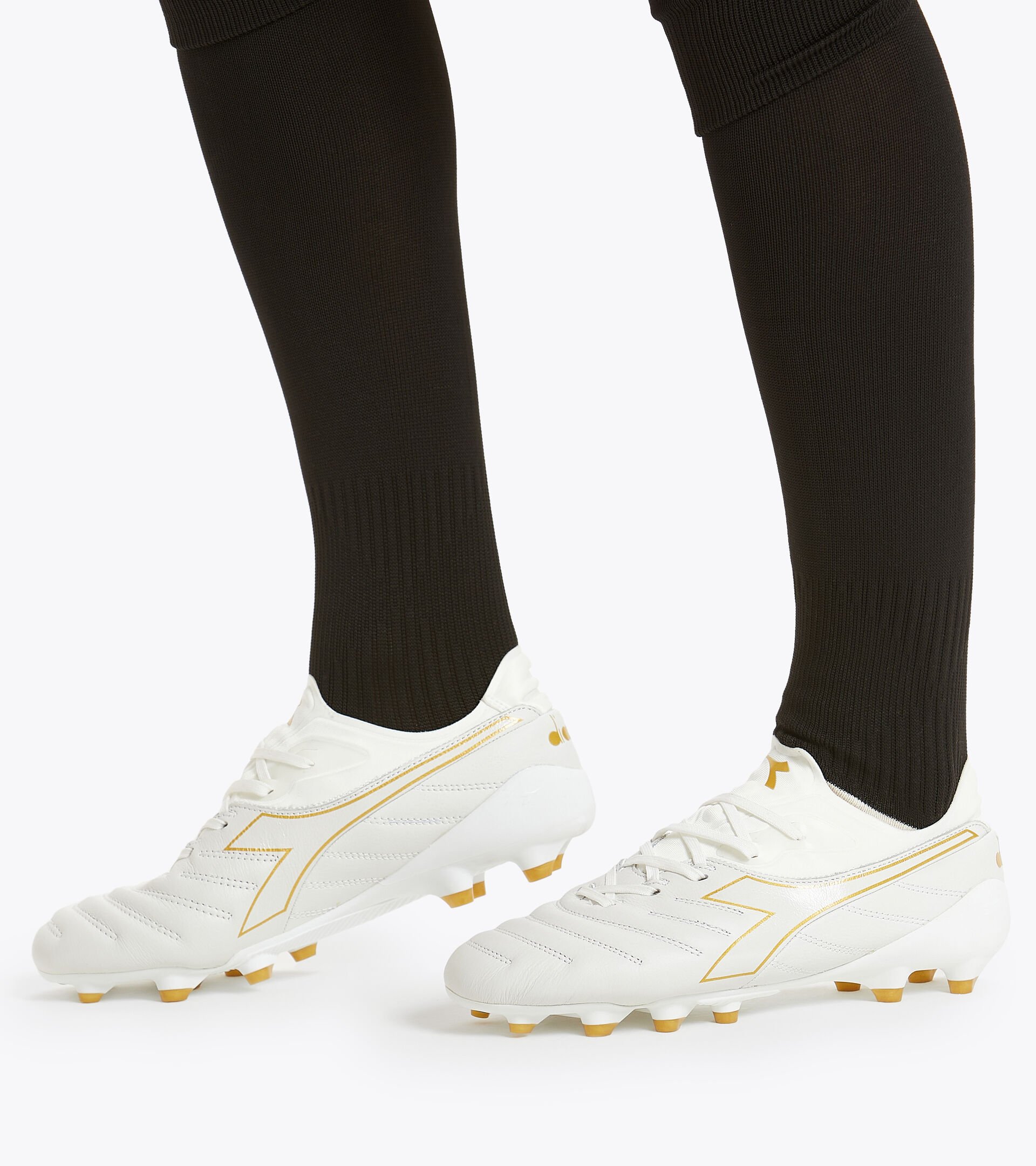 Firm ground football boot BRASIL ELITE TECH LPX WHITE/GOLD - Diadora