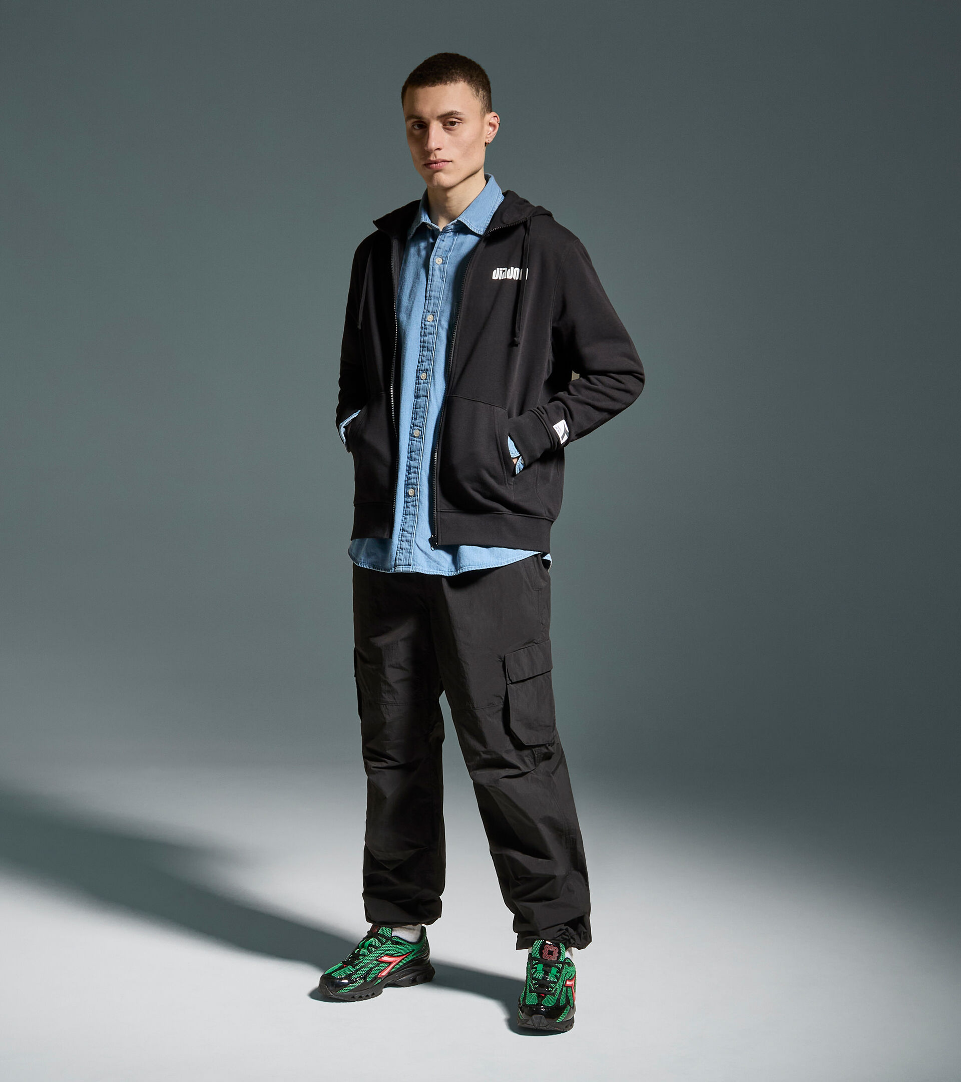 Zipped hoodie - All-gender HOODIE FZ. ATHL. LOGO BLACK - Diadora