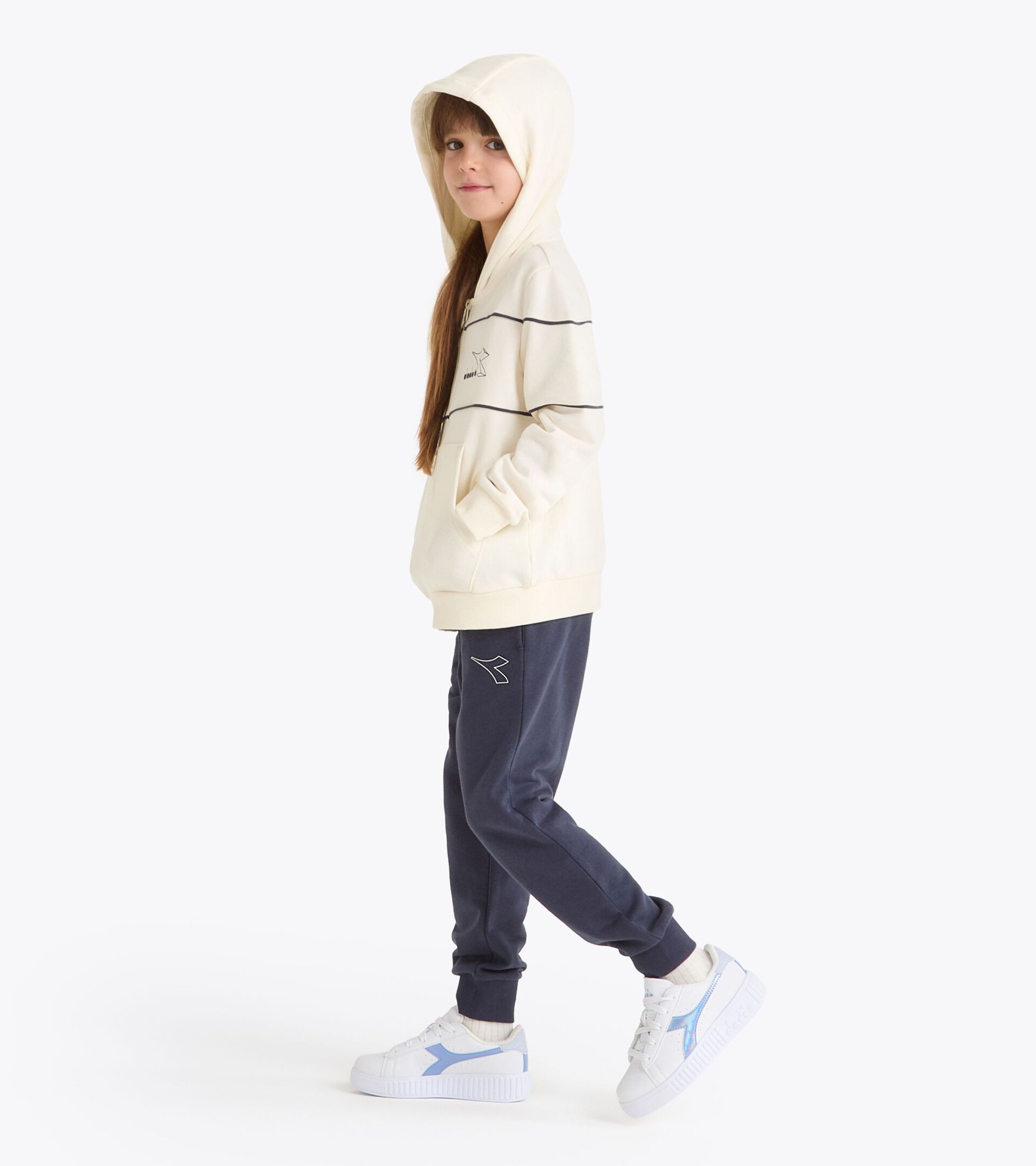 Coordinated tracksuit - Boys and girls JU. TRACKSUIT HD FZ LOGO (FT) BLUE DENIM - Diadora