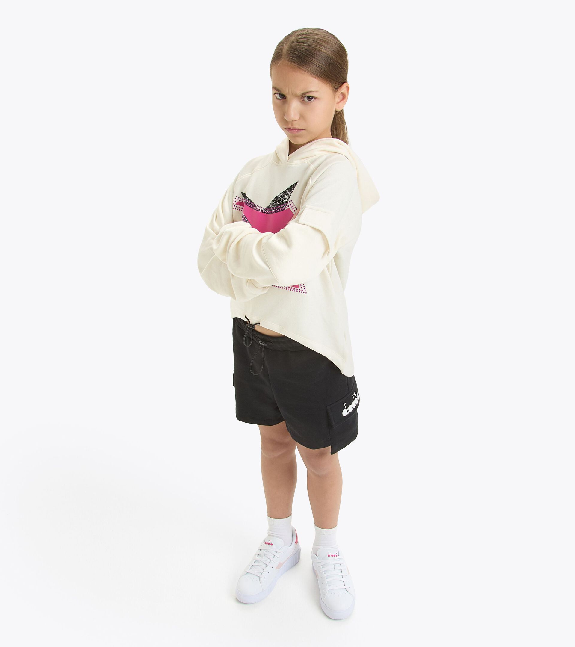 Felpa con cappuccio - Bambina
 JG. HOODIE CROP STARS CREMA NUVOLA - Diadora