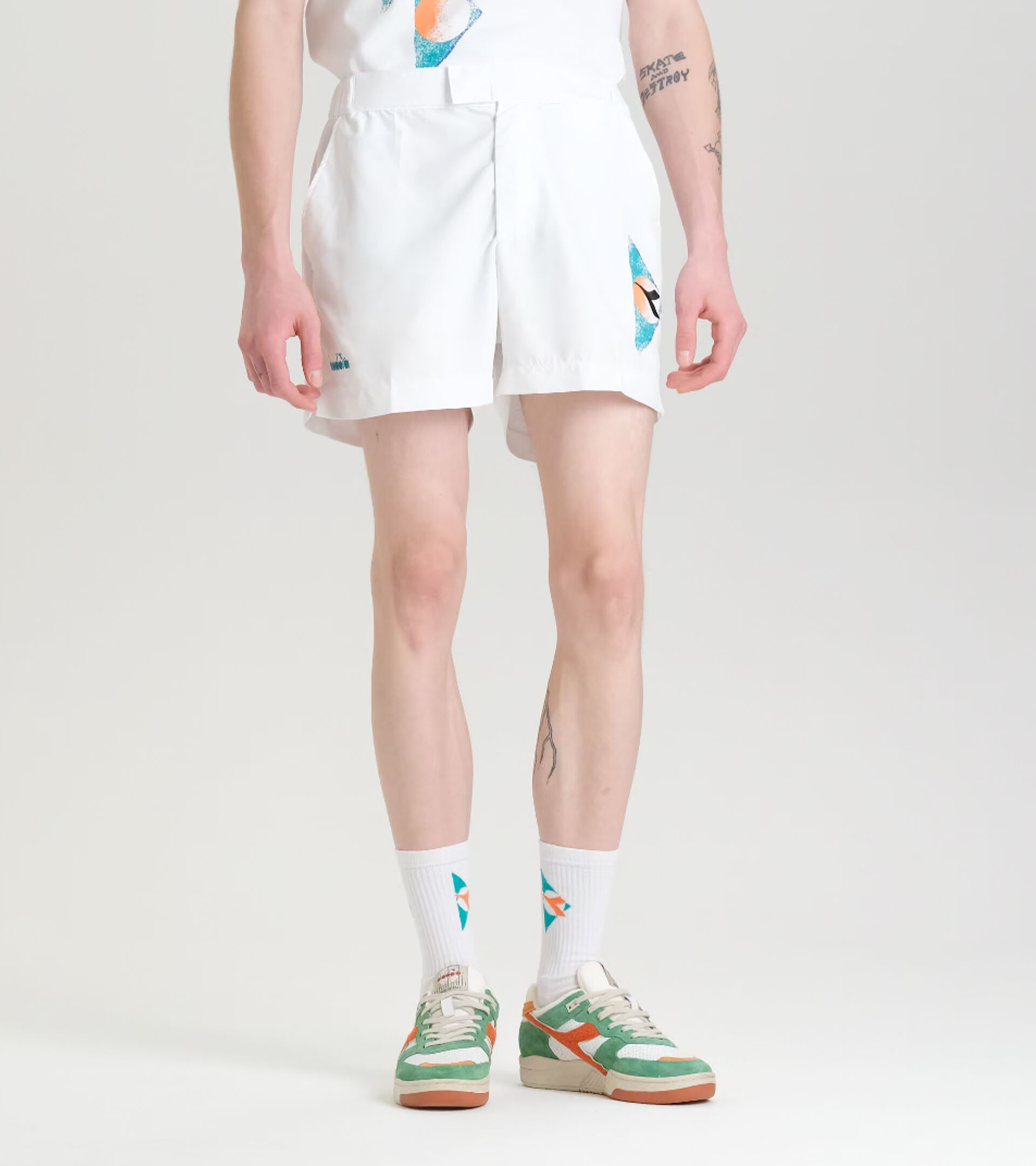 90s-inspired shorts - Made in Italy - Men’s SHORTS TENNIS 90 OPTICAL WHITE - Diadora