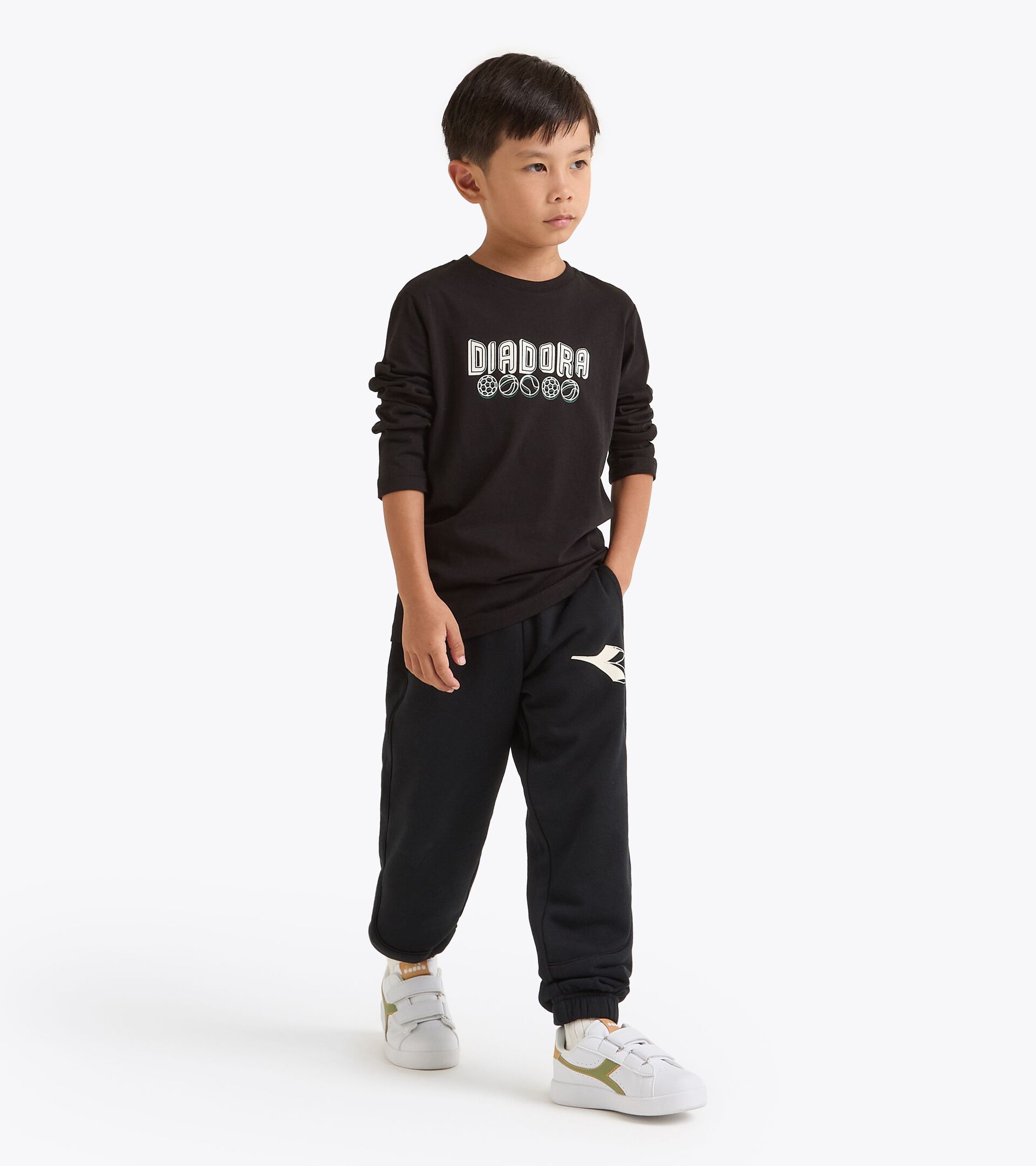 Cotton long-sleeved t-shirt - Boy 
 JB. T-SHIRT LS LOGO BLACK - Diadora